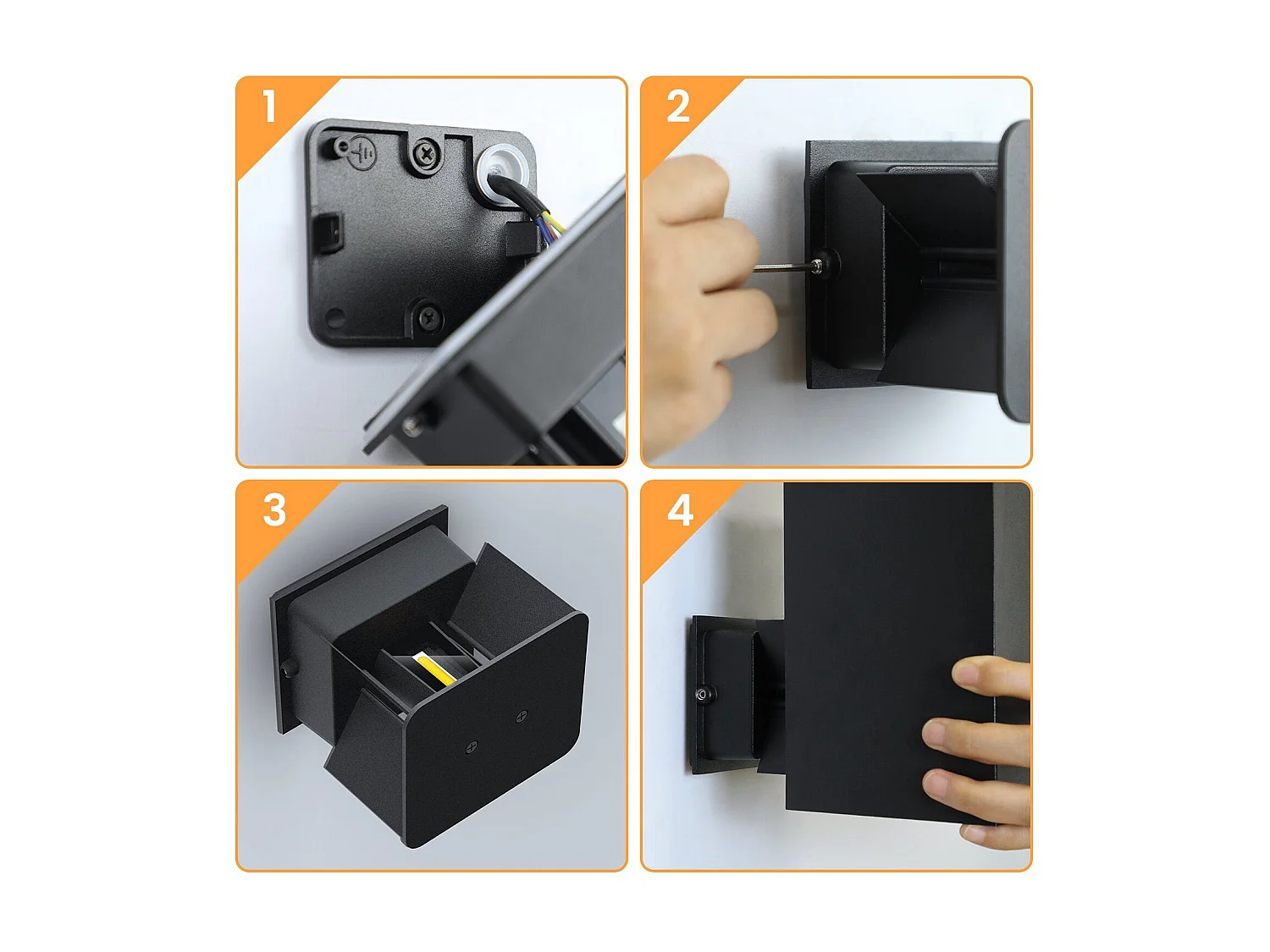 NETTLIFE Applique murale LED extérieure et l'intérieur :  éclairage mural noir, lampe d'extérieur, mur de maison 5 W IP65 blanc chaud 3000 K