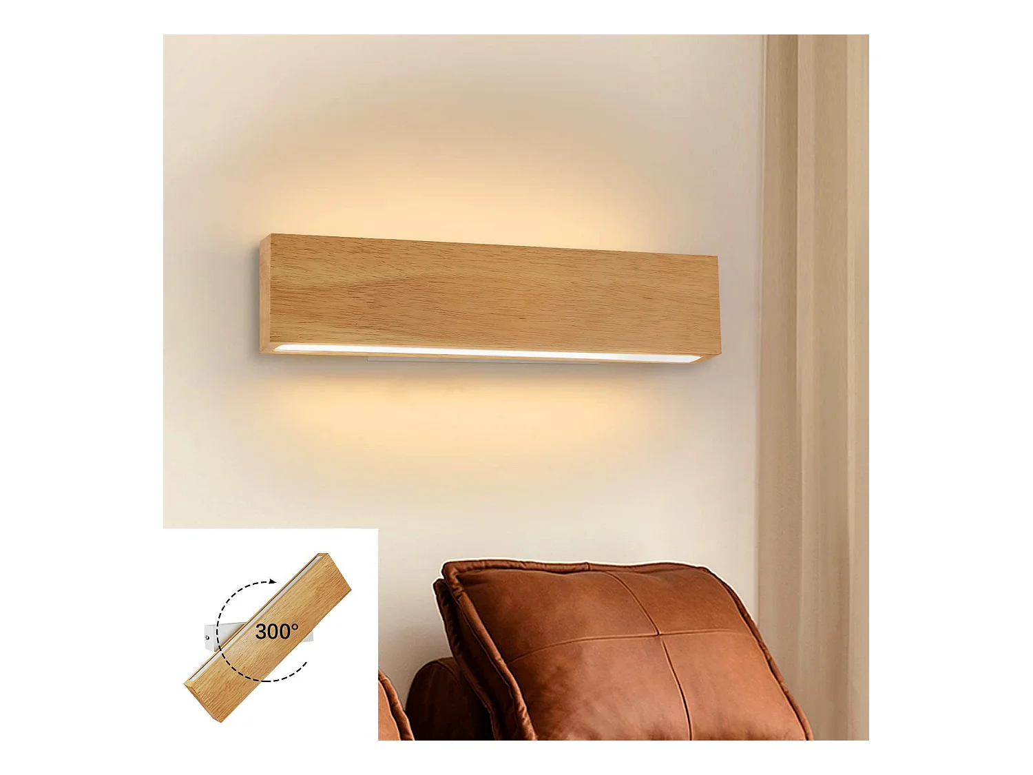NETTLIFE Applique murale LED intérieure  - 32CM Bois Moderne Lampe de couloir Up et Down Design Lampe de cage d'escalier  11W 3000K Blanc Chaud