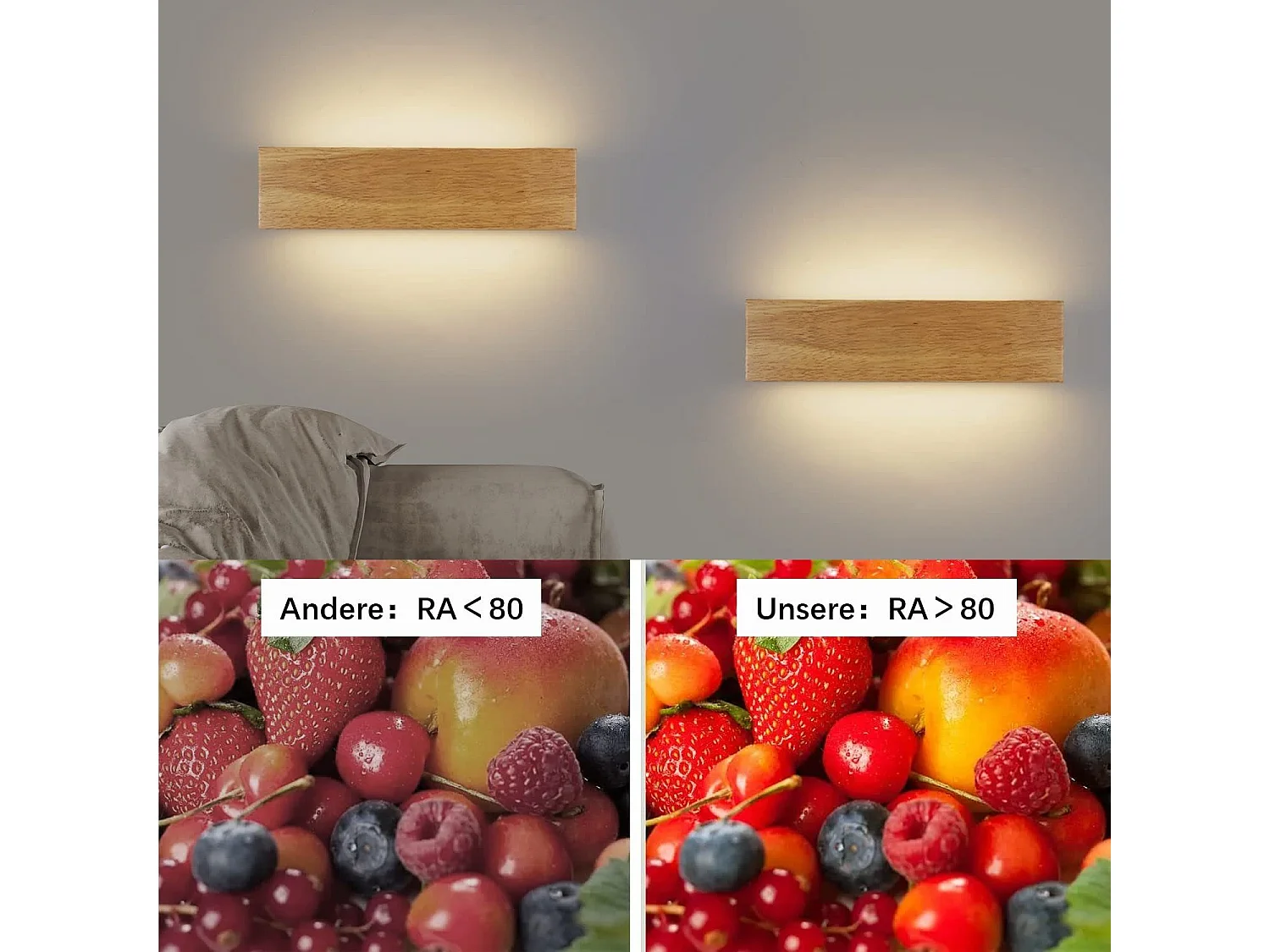 NETTLIFE Applique murale LED intérieure  - 32CM Bois Moderne Lampe de couloir Up et Down Design Lampe de cage d'escalier  11W 3000K Blanc Chaud