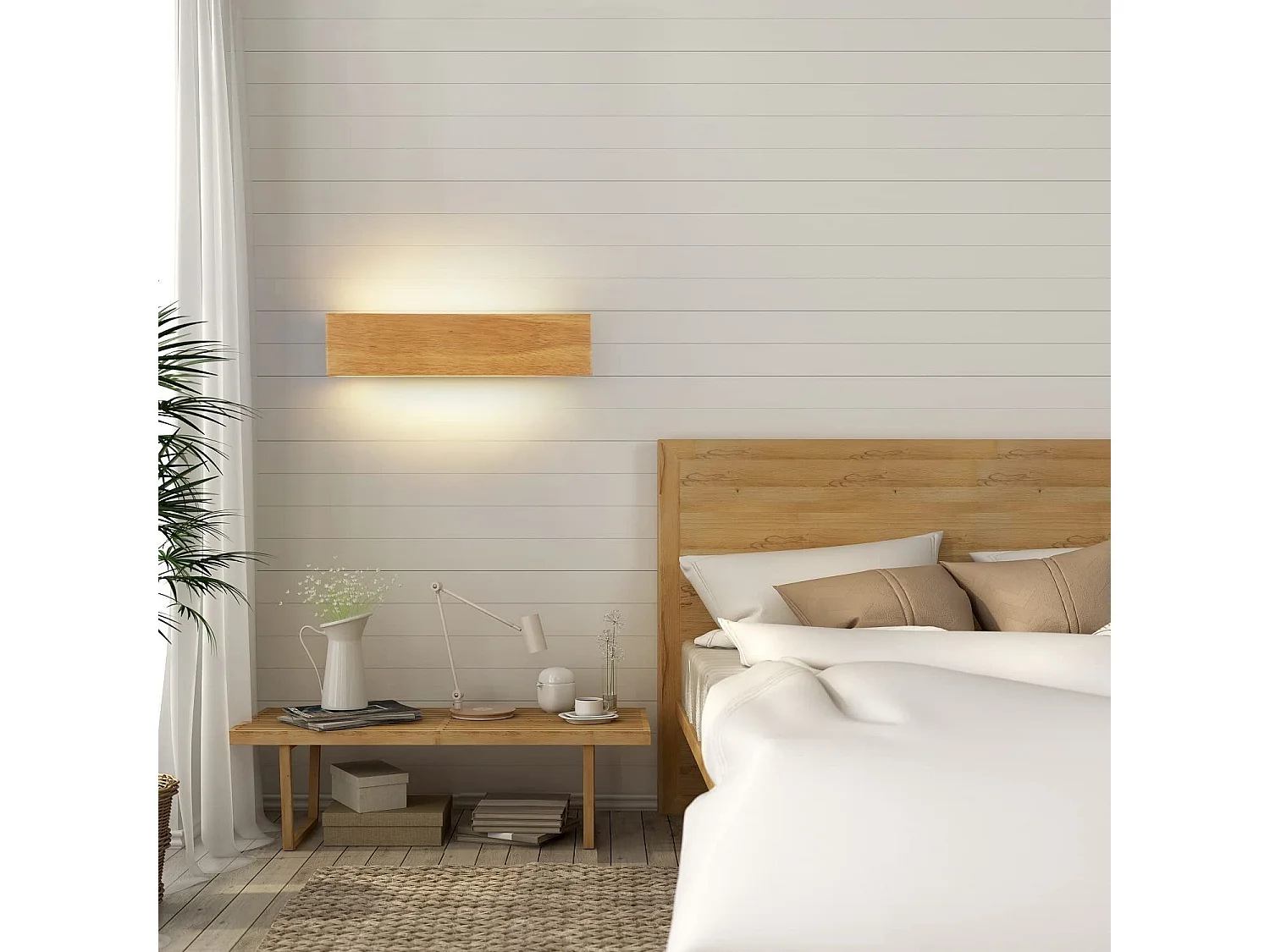 NETTLIFE Applique murale LED intérieure  - 32CM Bois Moderne Lampe de couloir Up et Down Design Lampe de cage d'escalier  11W 3000K Blanc Chaud