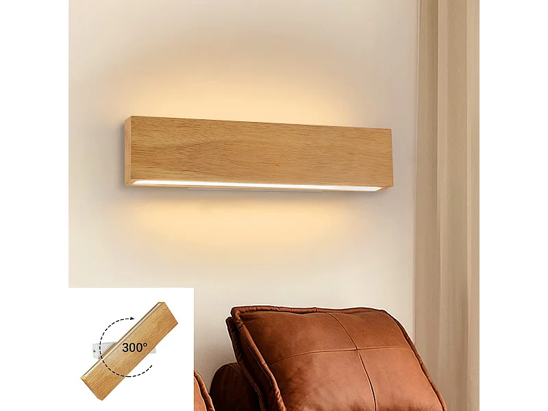 NETTLIFE Applique murale LED intérieure  - 32CM Bois Moderne Lampe de couloir Up et Down Design Lampe de cage d'escalier  11W 3000K Blanc Chaud