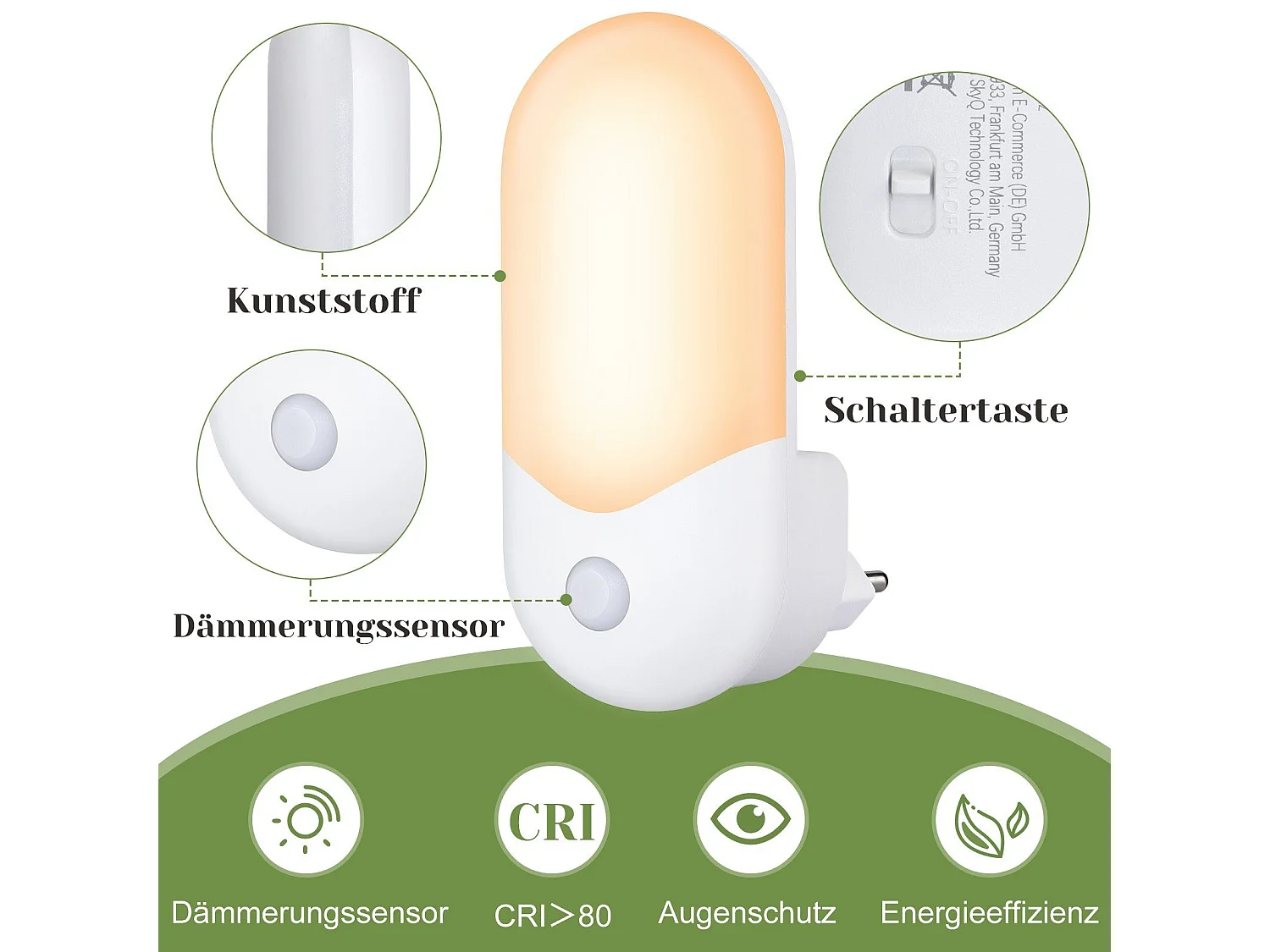 Lot De 2 Lampe à Douille Pour Veilleuse Pour Enfants Lampe De Nuit LED Avec Capteur Crépusculaire