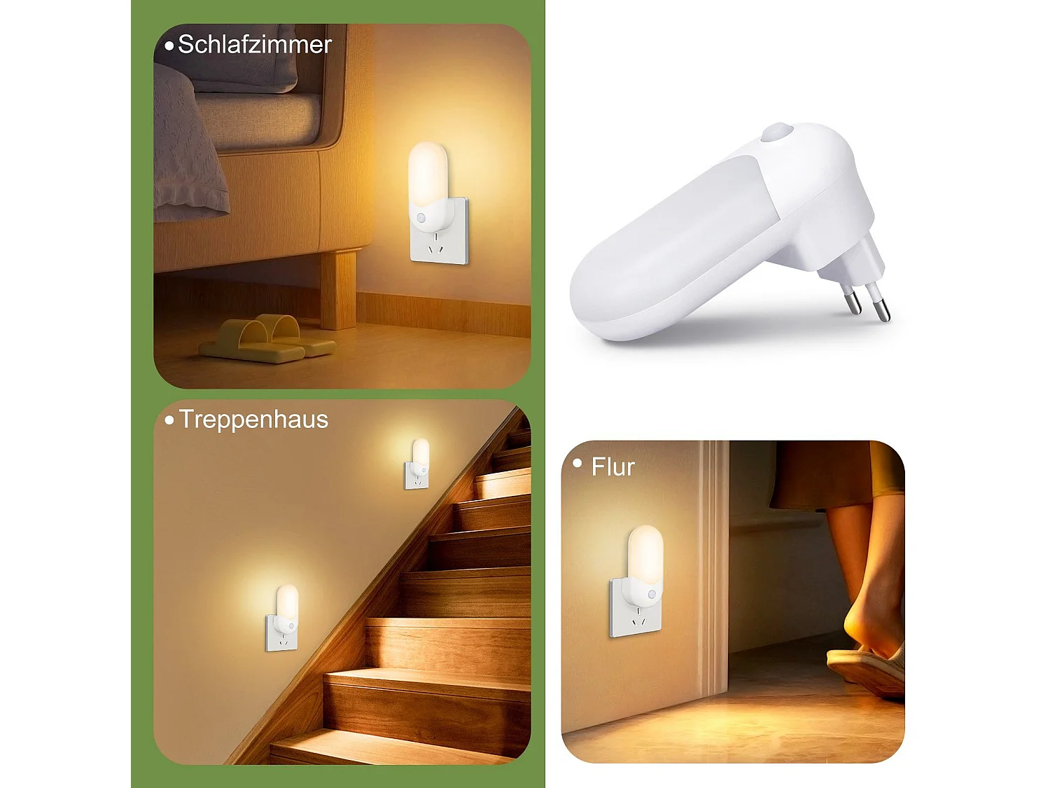 Lot De 2 Lampe à Douille Pour Veilleuse Pour Enfants Lampe De Nuit LED Avec Capteur Crépusculaire