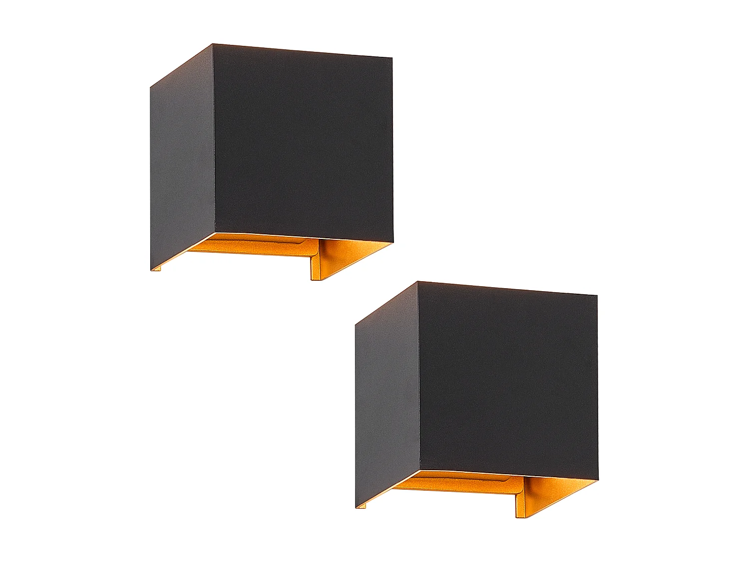 NETTLIFE Applique LED 3W,2 pièces - G9 Lampe Murale Extérieur/Intérieure Noire et Dorée，étanche double faisceau réglable IP65 230V 3000K