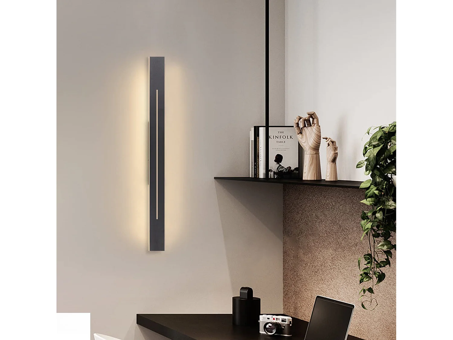 NETTLIFE Kinkiet LED do wnętrz - Nowoczesna lampa do przedpokoju 60CM Lampa do salonu 20W Lampa do przedpokoju Sypialnia czarna