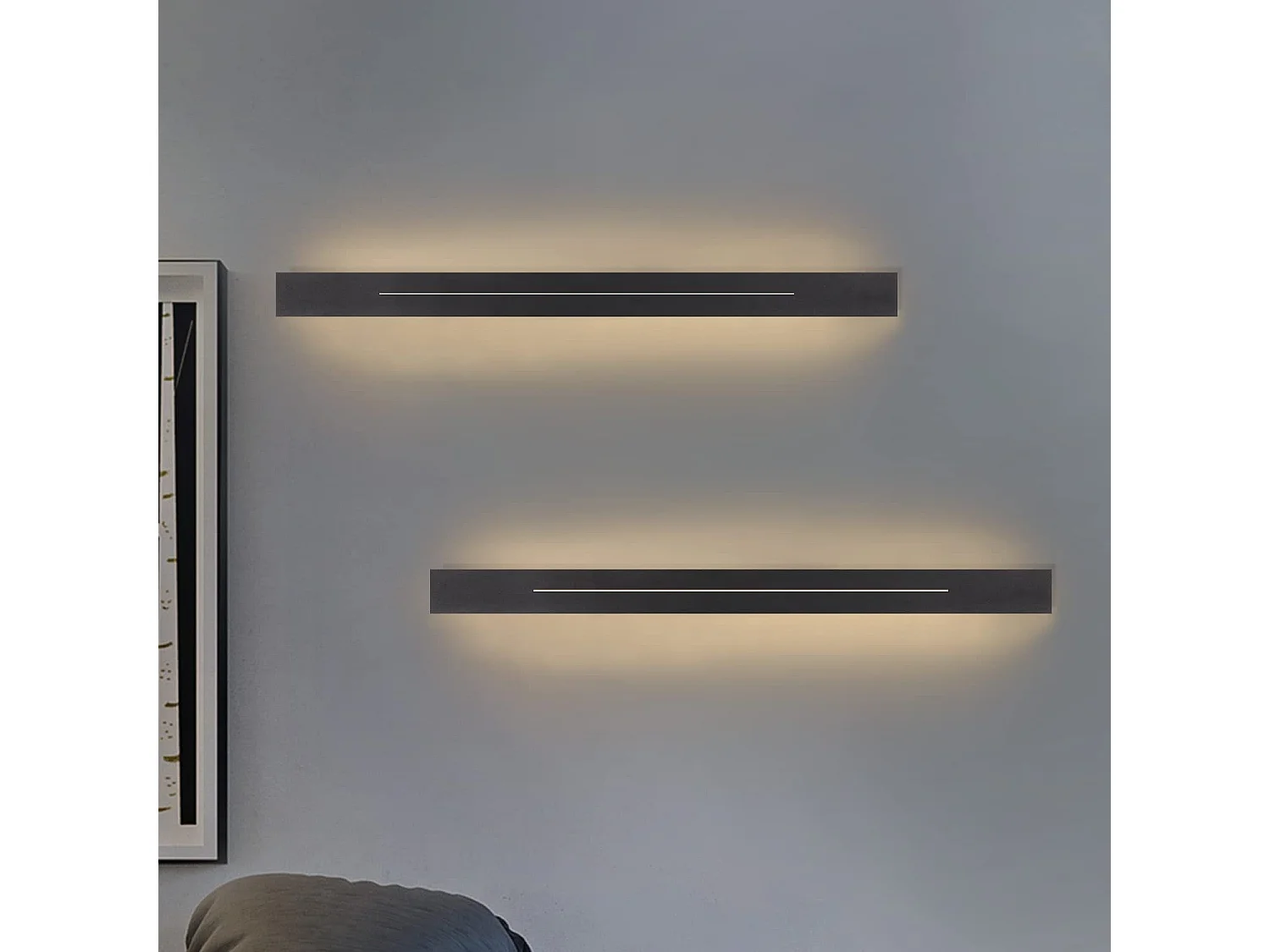 NETTLIFE Kinkiet LED do wnętrz - Nowoczesna lampa do przedpokoju 60CM Lampa do salonu 20W Lampa do przedpokoju Sypialnia czarna