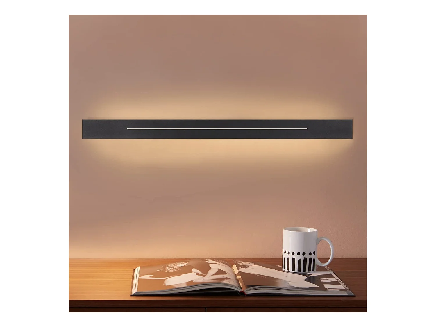 NETTLIFE Applique murale LED Intérieur - Lampe de couloir Moderne 60CM Lampe de salon 20W Lampe de couloir Chambre Noir