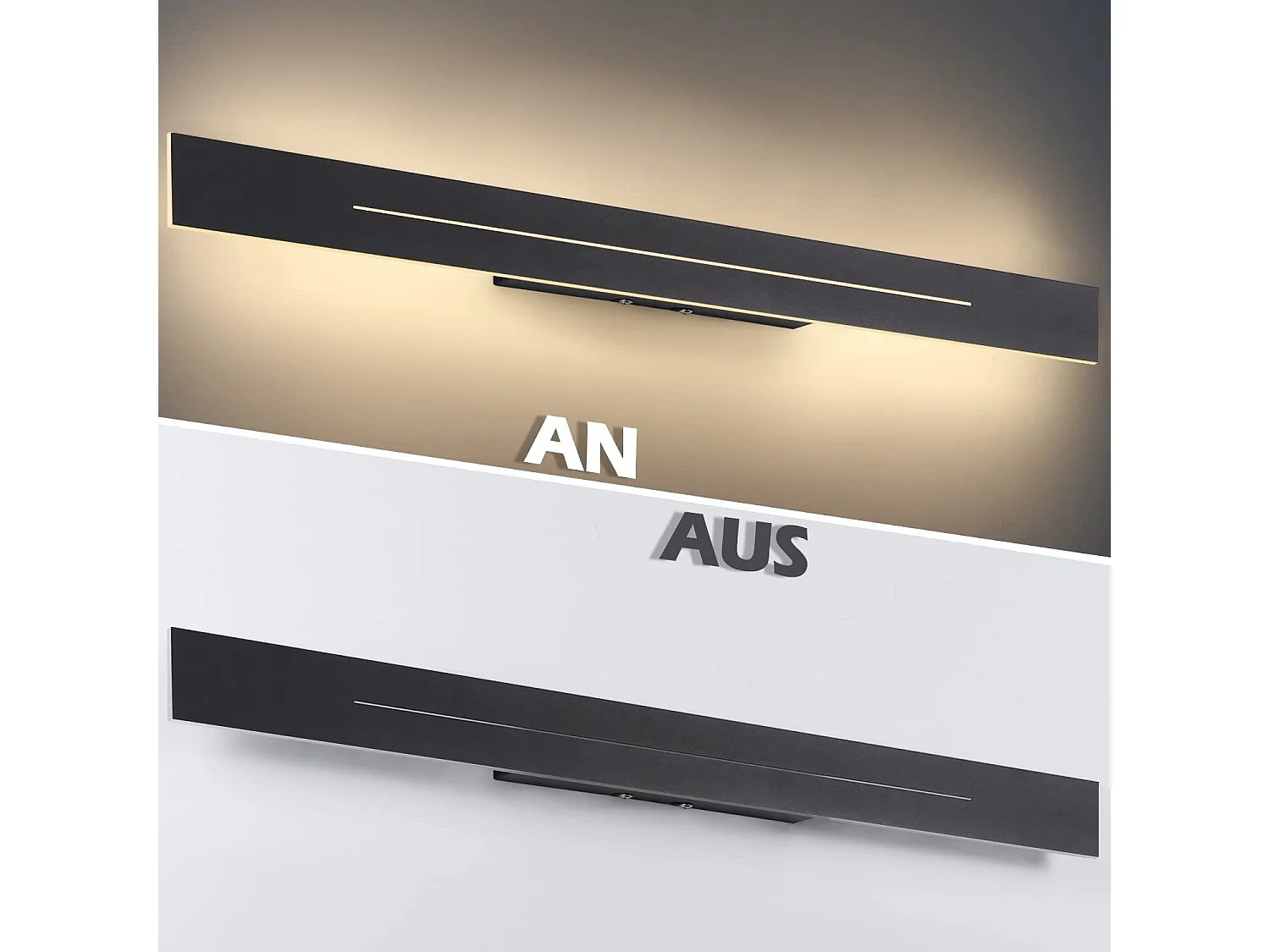 NETTLIFE Applique murale LED Intérieur - Lampe de couloir Moderne 60CM Lampe de salon 20W Lampe de couloir Chambre Noir