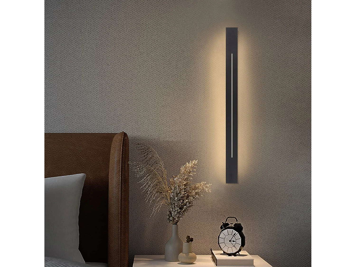 NETTLIFE Kinkiet LED do wnętrz - Nowoczesna lampa do przedpokoju 60CM Lampa do salonu 20W Lampa do przedpokoju Sypialnia czarna