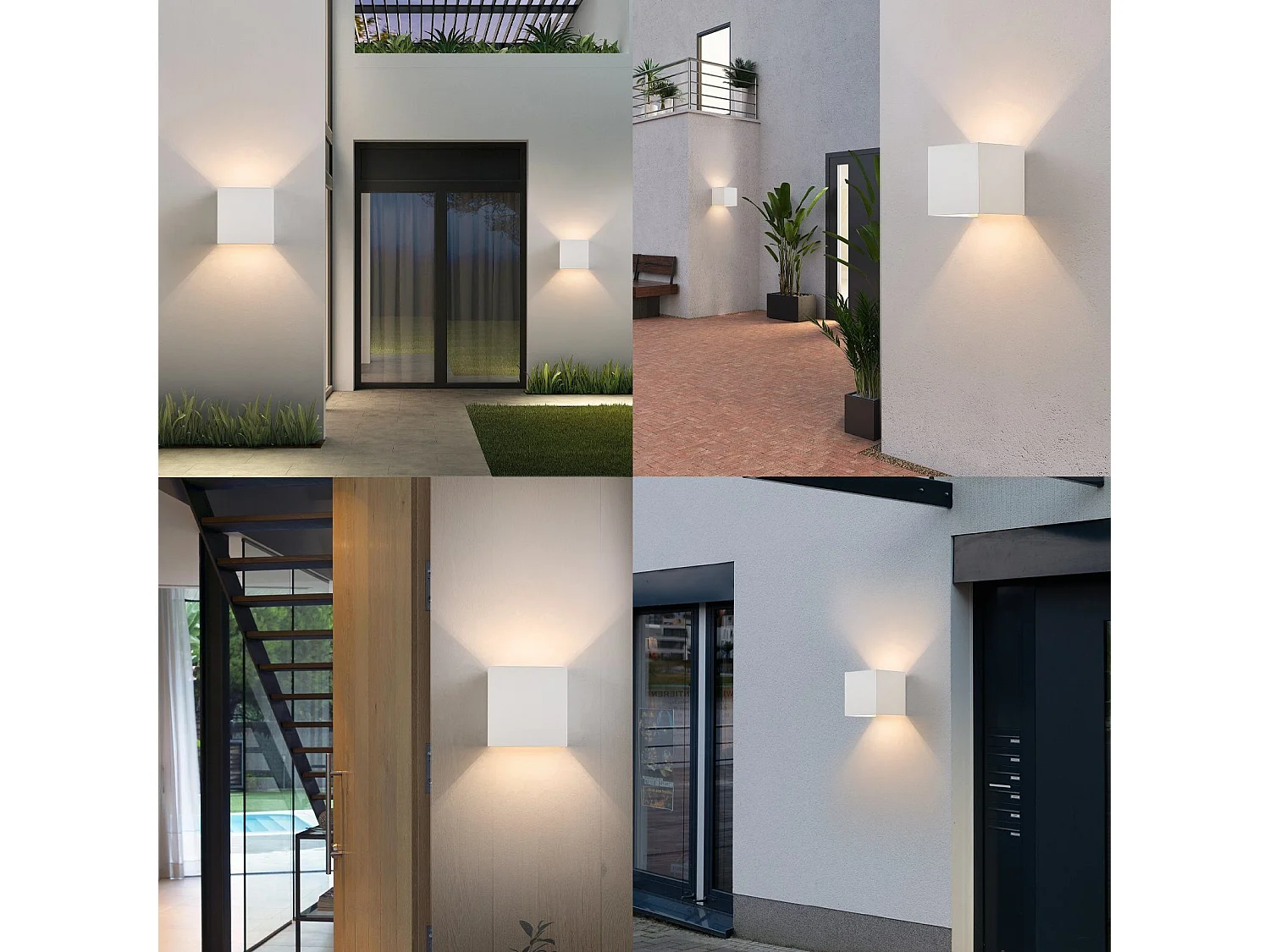 NETTLIFE Set de 4 Lampes Murales LED Ext, Blanc Chaud IP65, pour Maison, Chambre, Couloir, Cage d’Escalier