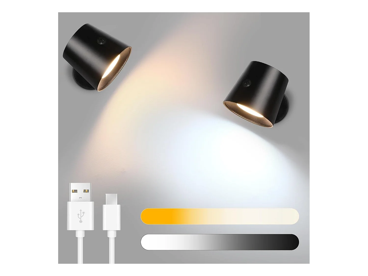 NETTLIFE Lot de 2 Applique Murale Intérieur Cage en Métal，Dimmable Moderne 360°orientable Plafonnier en Métal Design Noir