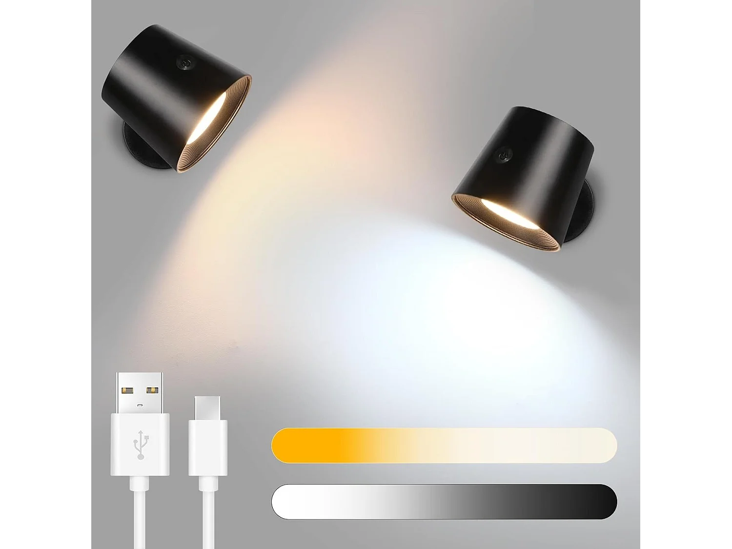 NETTLIFE Lot de 2 Applique Murale Intérieur Cage en Métal，Dimmable Moderne 360°orientable Plafonnier en Métal Design Noir