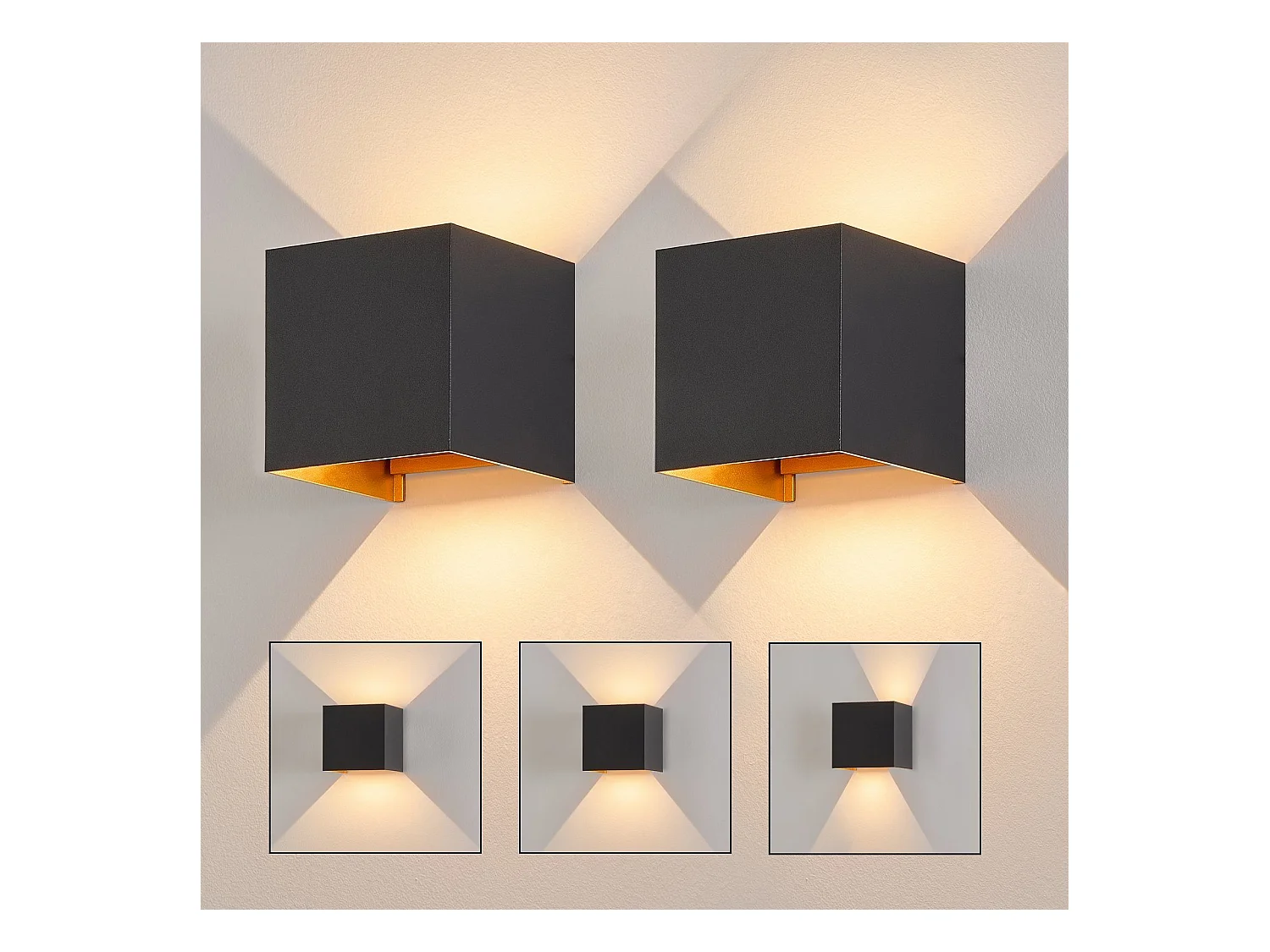 NETTLIFE LED Applique Noire,2 pièces - Extérieur/Intérieure Lampe Murale 5W  ，double faisceau réglable étanche IP65 230V 3000K