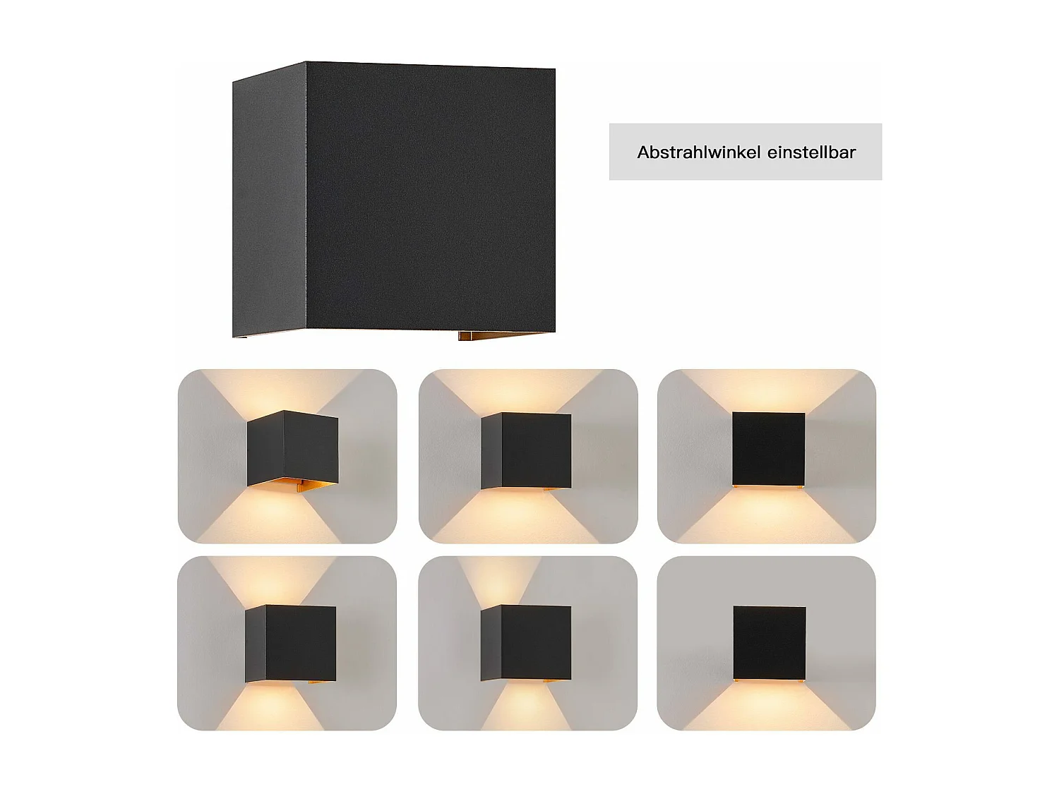 NETTLIFE zwarte LED - appliques, 2 stukken - buiten - / binnenwandlamp 5W, dubbele verstelbare straal, waterdicht IP65, 230V, 3000K.