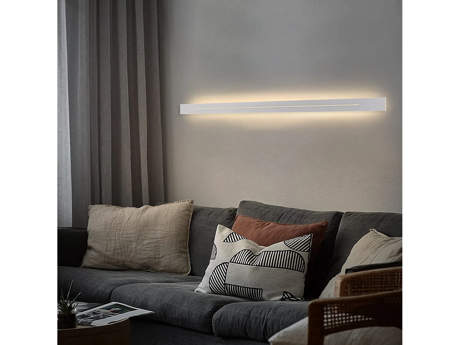 NETTLIFE Applique murale d'intérieur LED - Chambre moderne 100 cm lampe de couloir blanc chaud 31 W lampe d'escalier blanche éclairage mural