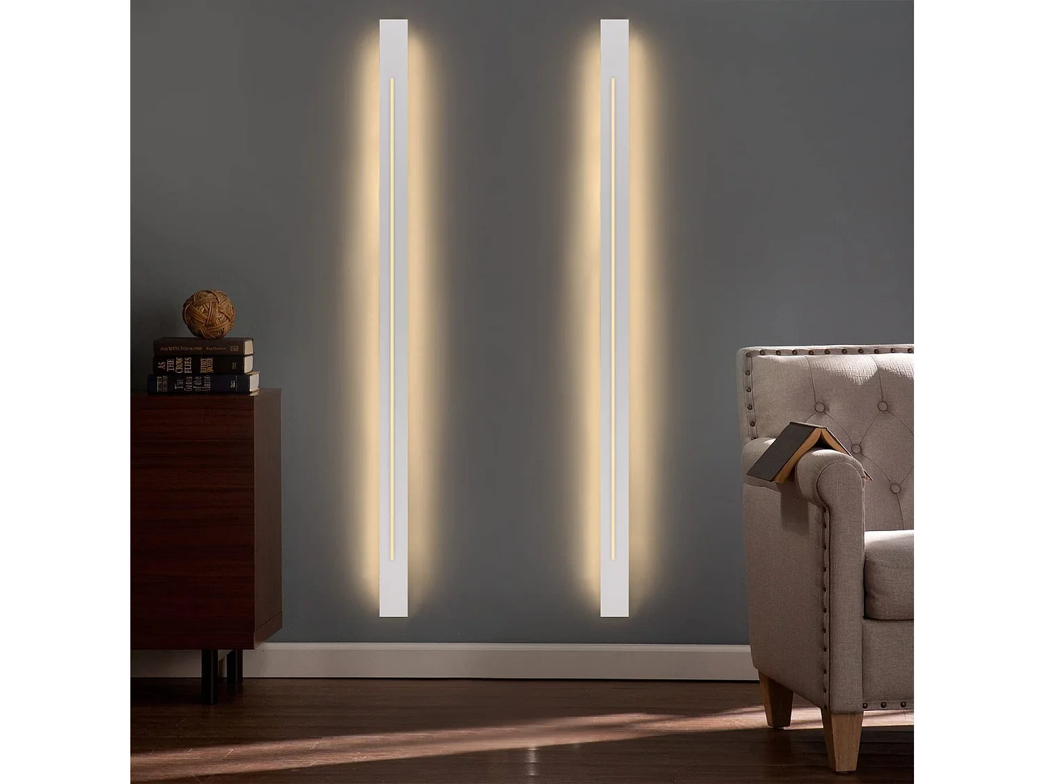 NETTLIFE Applique murale d'intérieur LED - Chambre moderne 100 cm lampe de couloir blanc chaud 31 W lampe d'escalier blanche éclairage mural