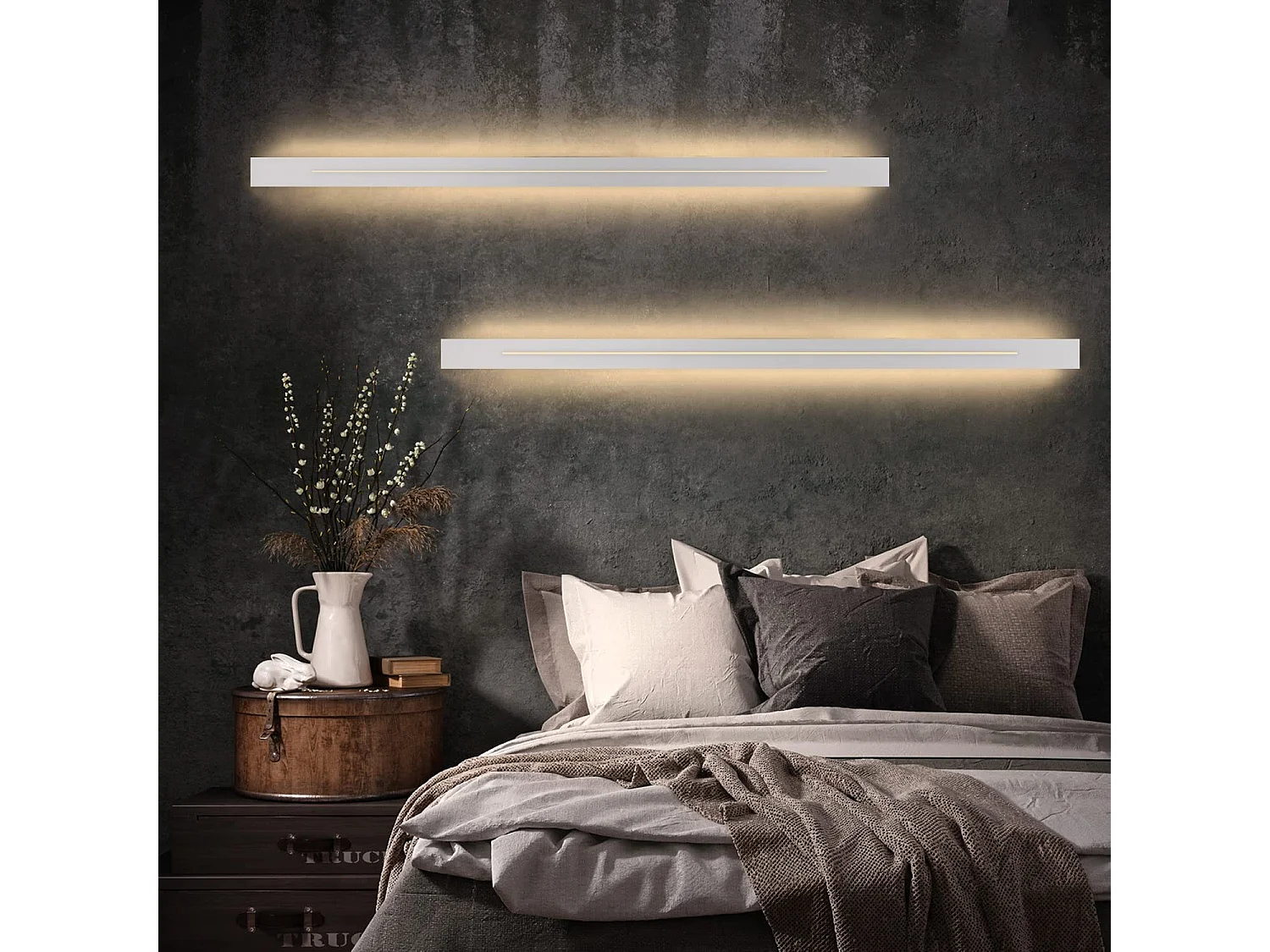 NETTLIFE Applique murale d'intérieur LED - Chambre moderne 100 cm lampe de couloir blanc chaud 31 W lampe d'escalier blanche éclairage mural