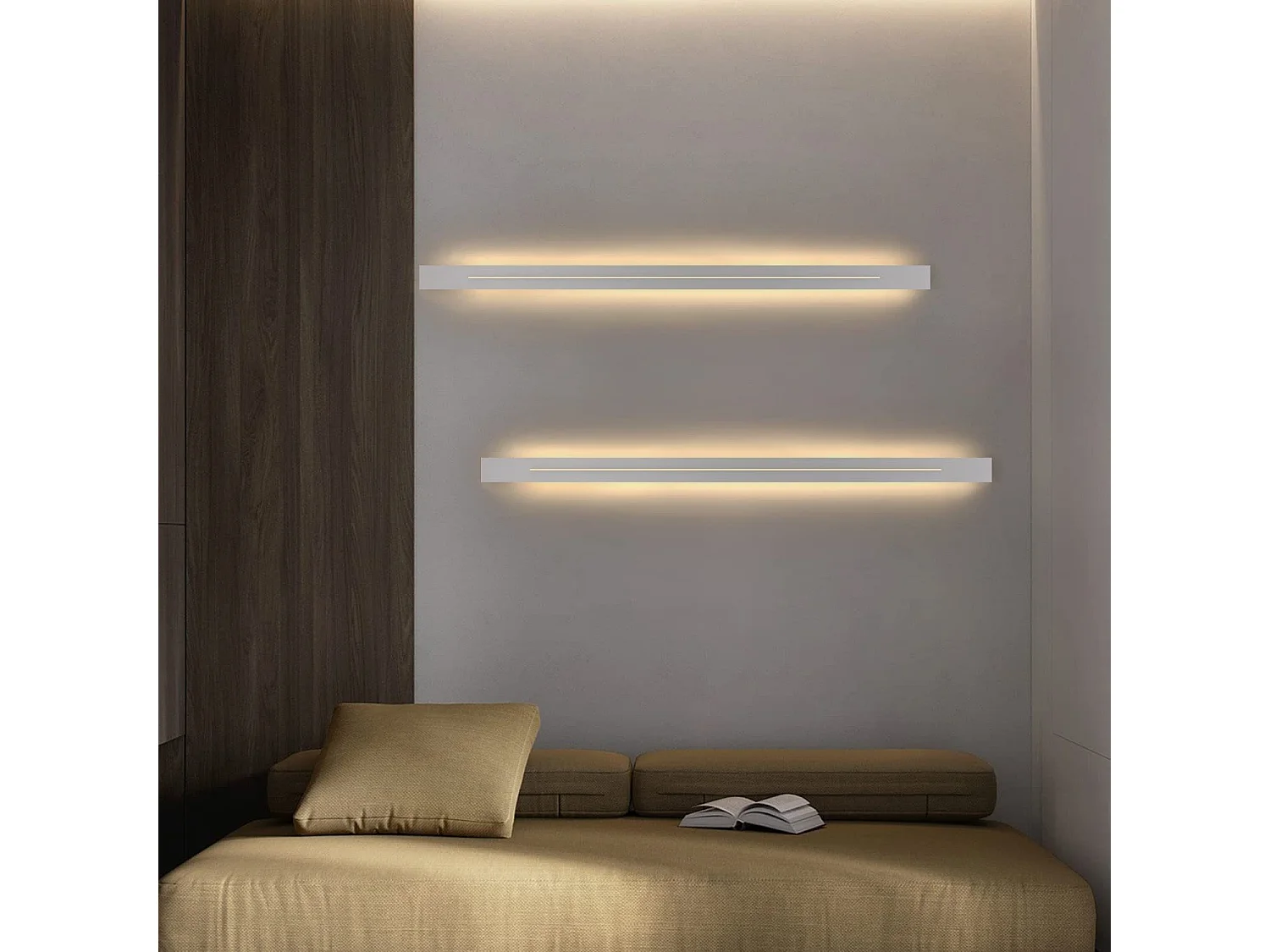 NETTLIFE Applique murale d'intérieur LED - Chambre moderne 100 cm lampe de couloir blanc chaud 31 W lampe d'escalier blanche éclairage mural