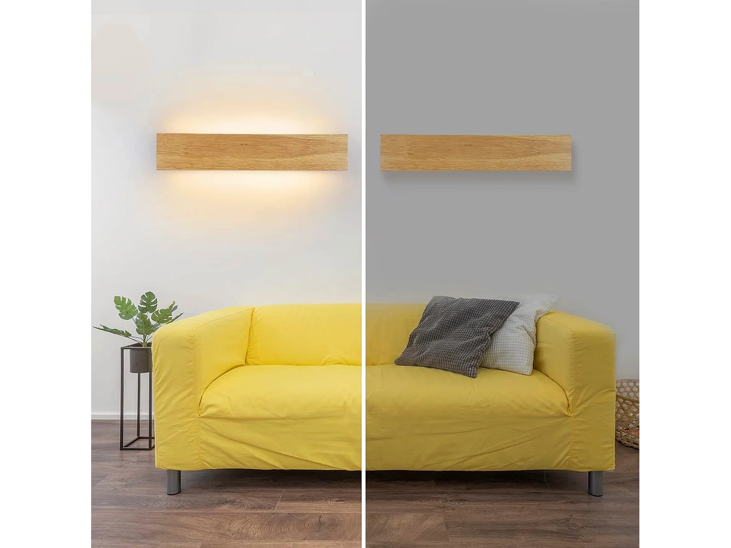NETTLIFE LED Wandlamp voor binnengebruik: 52 cm, moderne houten ganglamp, Up - en Down - Design, 17W, traplamp, 3000K, warm wit.
