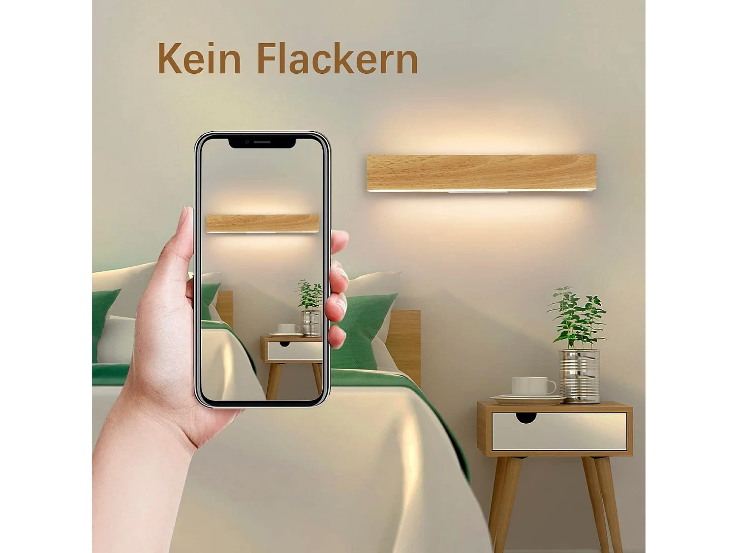 NETTLIFE LED Wandlamp voor binnengebruik: 52 cm, moderne houten ganglamp, Up - en Down - Design, 17W, traplamp, 3000K, warm wit.