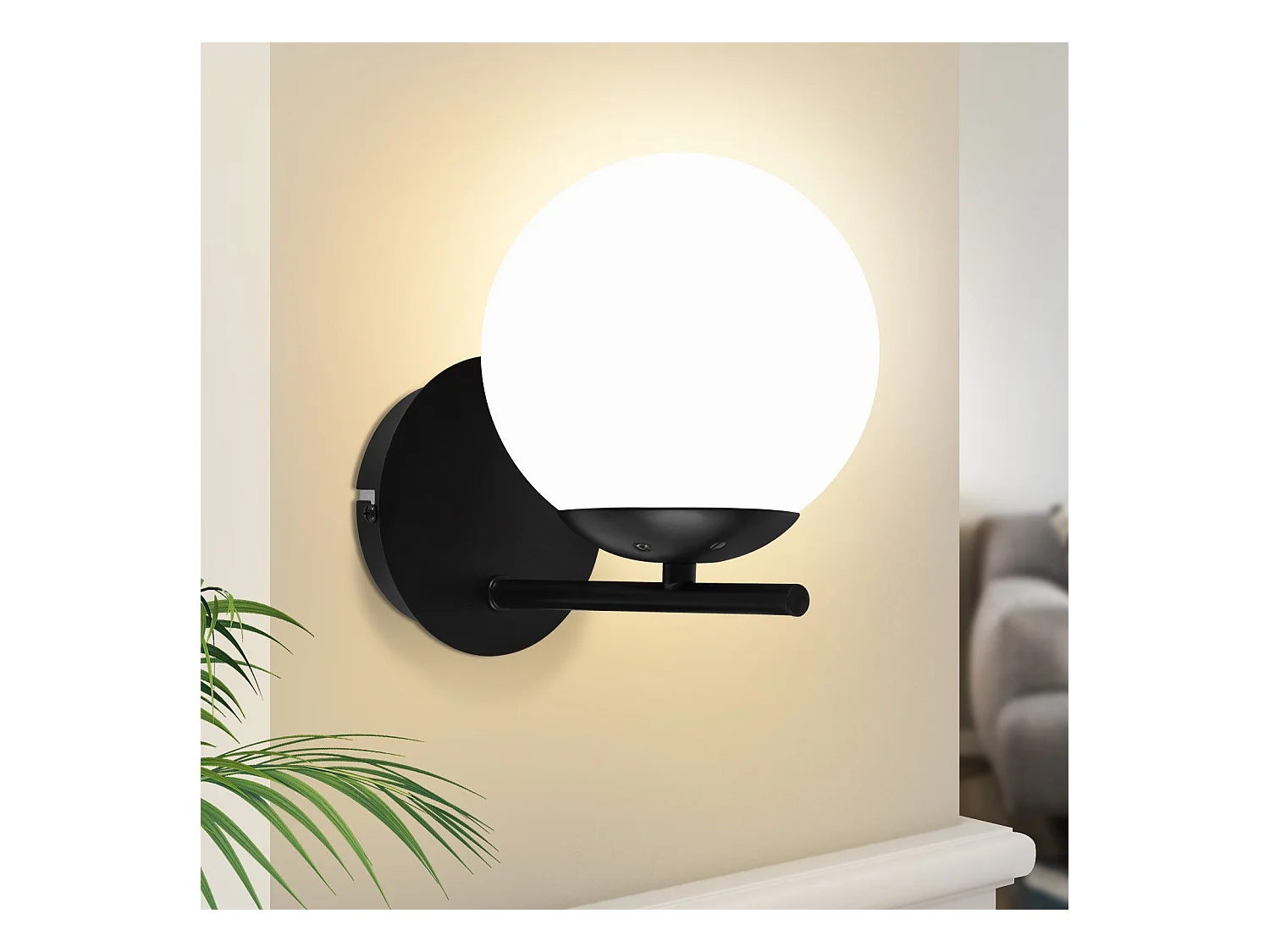 NETTLIFE Interieur zwarte wandlamp - E27 moderne metalen design, glas, bedwandlamp, badkamerwandlamp, ganglamp vintage.