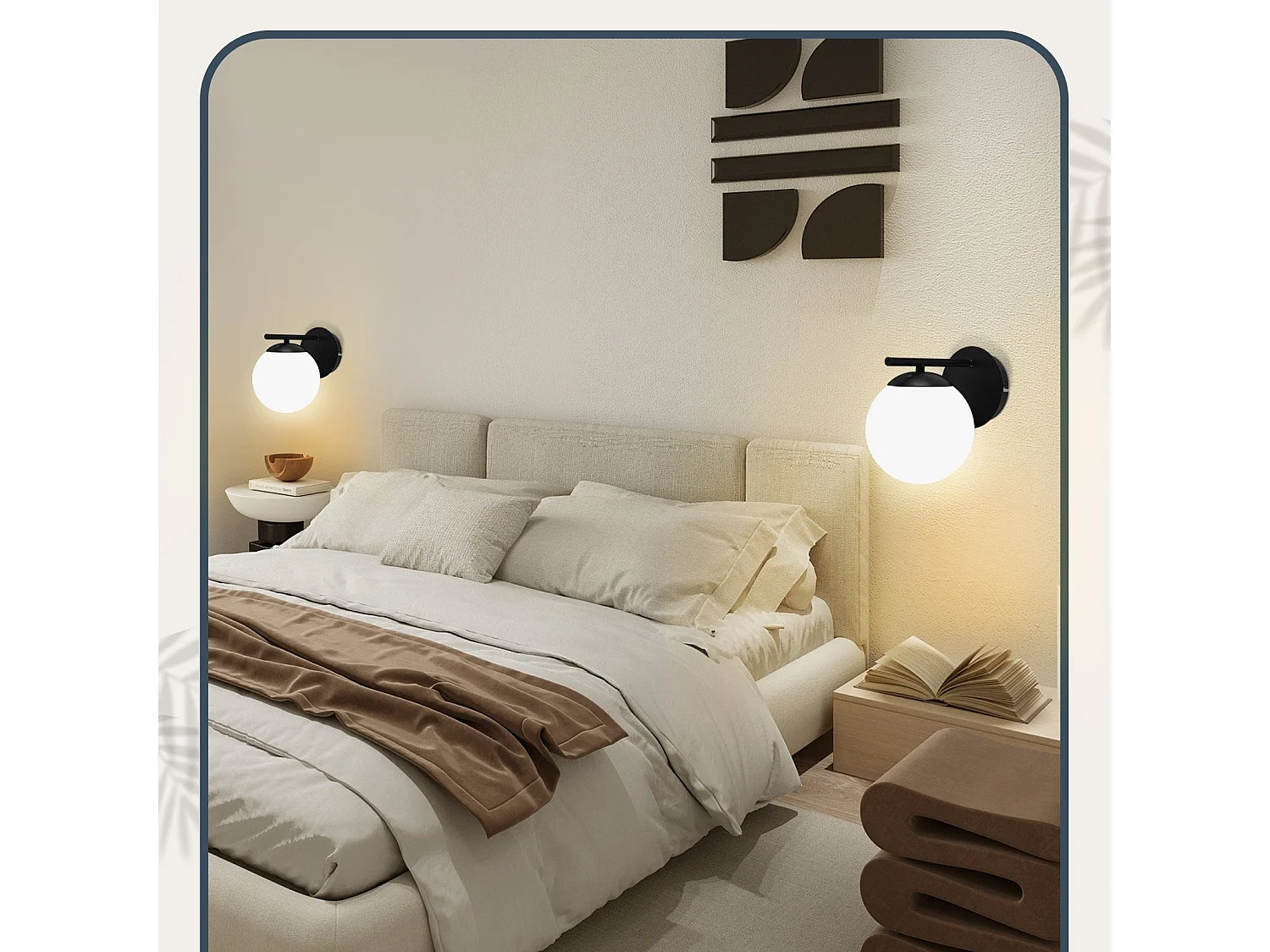 NETTLIFE Applique Noir  Intérieure - E27 Métal Design Moderne en verre Lampe de Lit Applique Salle de Bain Vintage Lampe de Couloir