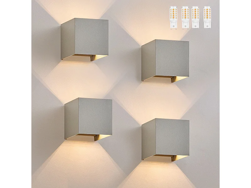 NETTLIFE Zestaw 4 kinkietów LED Ext, ciepła biel IP65, antracyt, do domu, na klatkę schodową