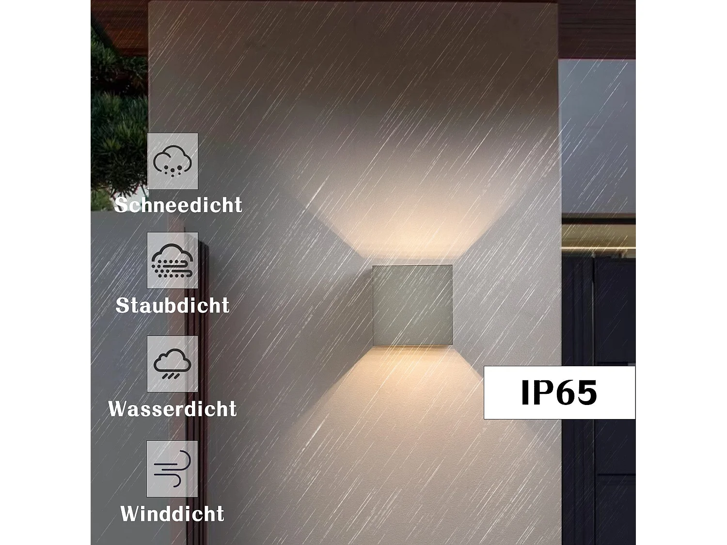 NETTLIFE Set van 4 wandlampen met extreem lange levensduur LED, warm wit IP65, antrasiet, voor huis, traphek.