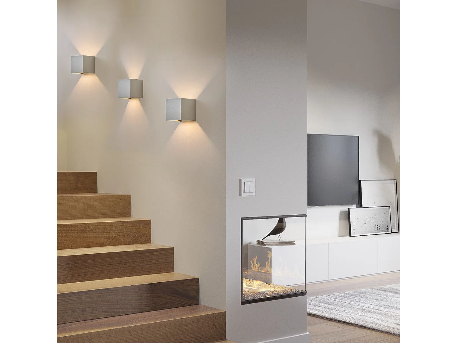 Applique Murale LED Lot De 4 Lampe D'extérieur Grise Up Down Ip65 3000k Blanc Chaud