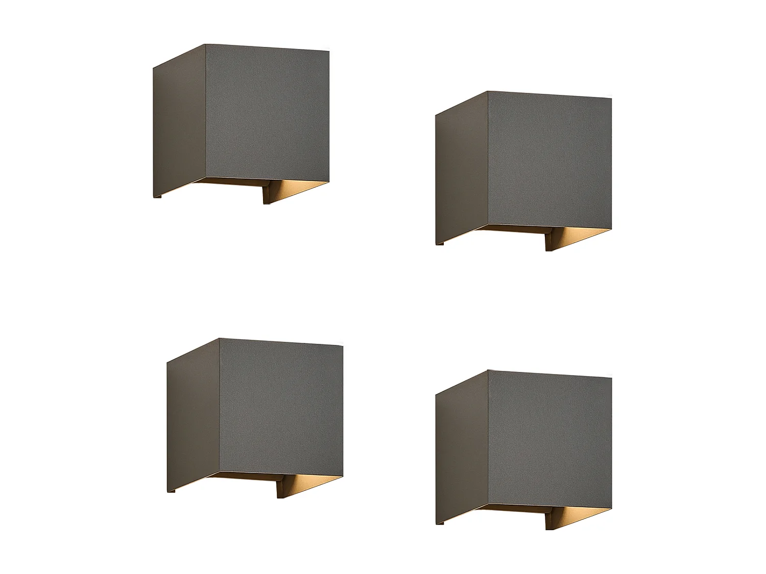 Applique Murale LED Lot De 4 Lampe D'extérieur Grise Up Down Ip65 3000k Blanc Chaud