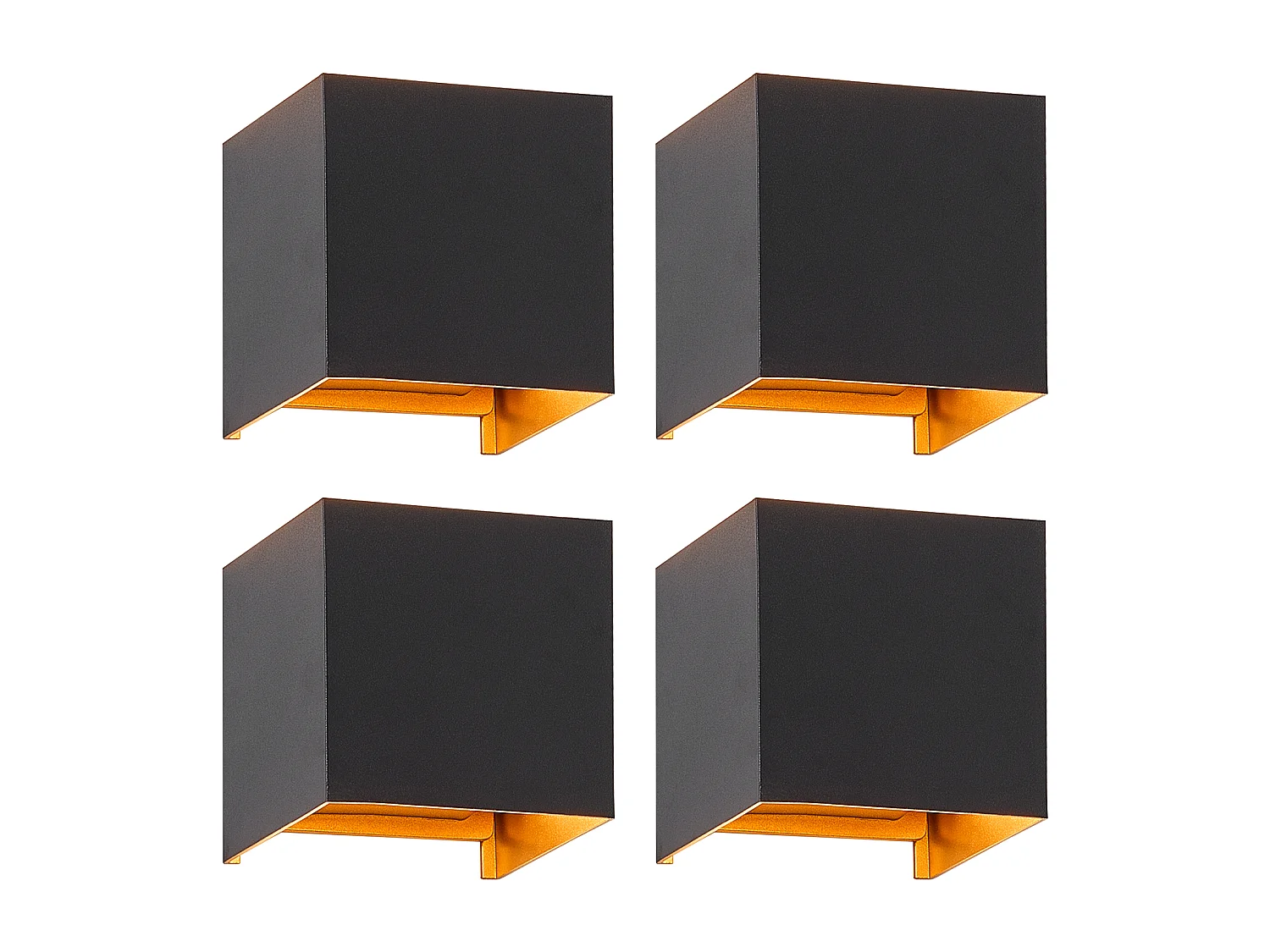 NETTLIFE LED -apparaat van 3W, 4 stuks - G9 muurmuis voor binnen en buiten (zwart en goud), dubbele straal die waterdicht is en verstelbaar met IP65, 230V, 3000K.