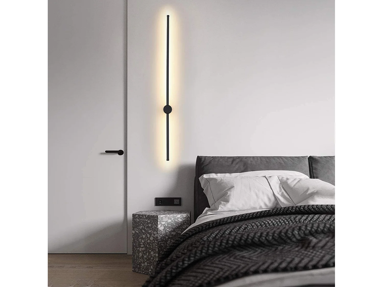 NETTLIFE LED-Wandleuchte für den Innenbereich – 100 cm, Schwarz, 8 W, minimalistische, schwenkbare Wohnzimmerlampe, Nachtlicht, Warmweiß 3000 K