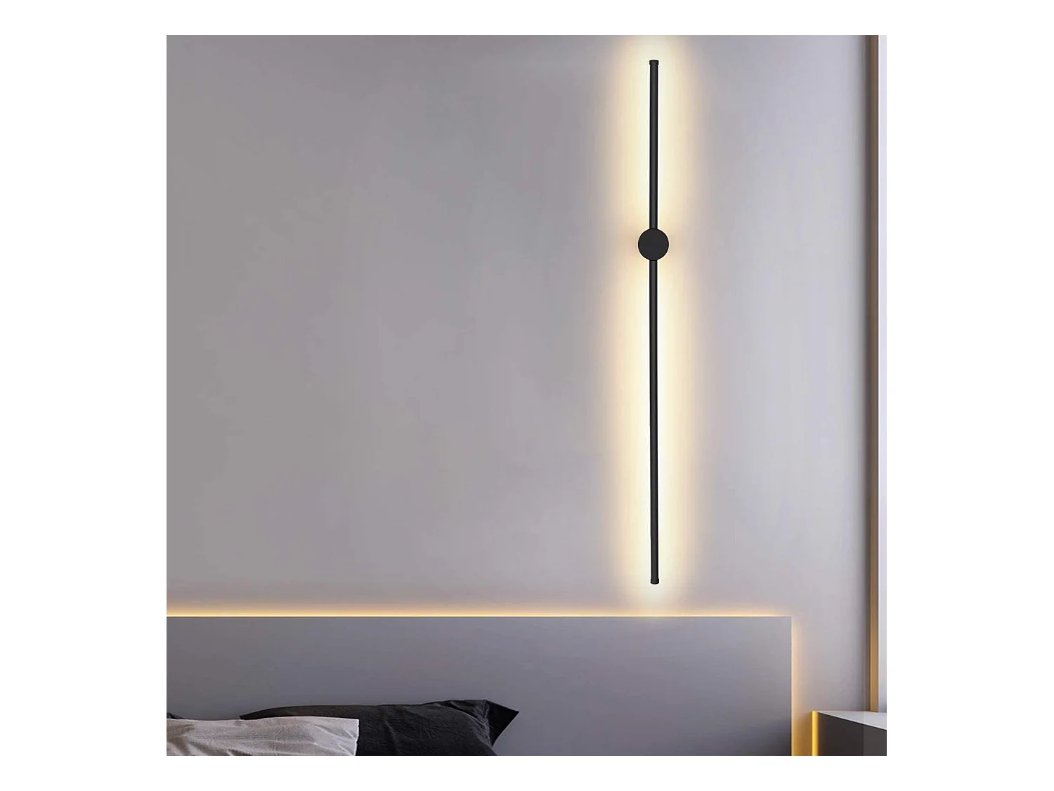 NETTLIFE LED Applique murale intérieure - 100CM  noir 8W lampe de salon pivotante minimaliste lampe de nuit blanc chaud 3000K