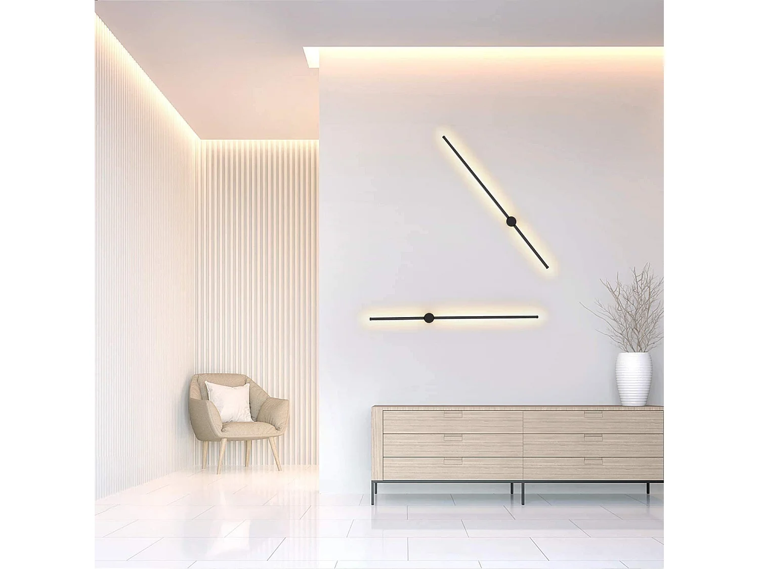 NETTLIFE Wandschijn Led - 100 cm, zwart, 8 W, moderne draaibare woonkamerschijn voor nachtverlichting, warm wit (3000K).