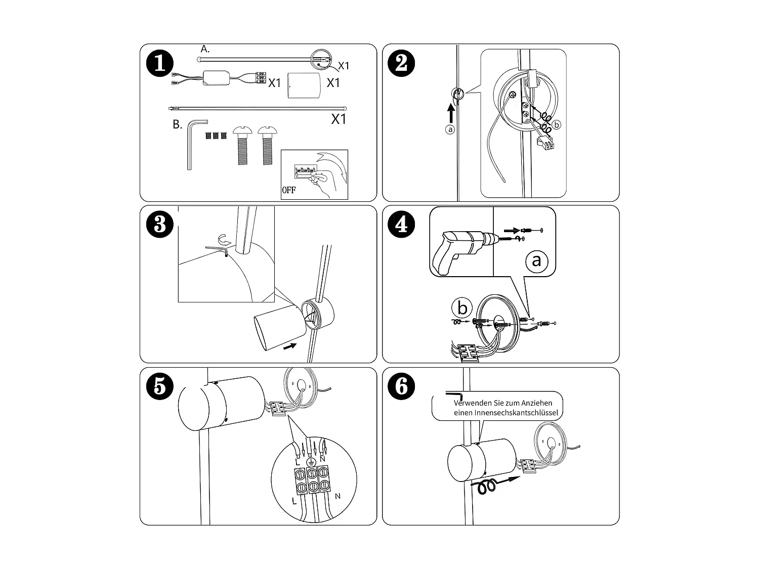 NETTLIFE Aplique LED para Interiores - 100 CM Negro 8 W Lámpara Giratoria Minimalista para Sala de Estar Lámpara de Noche Blanco cálido 3000 K