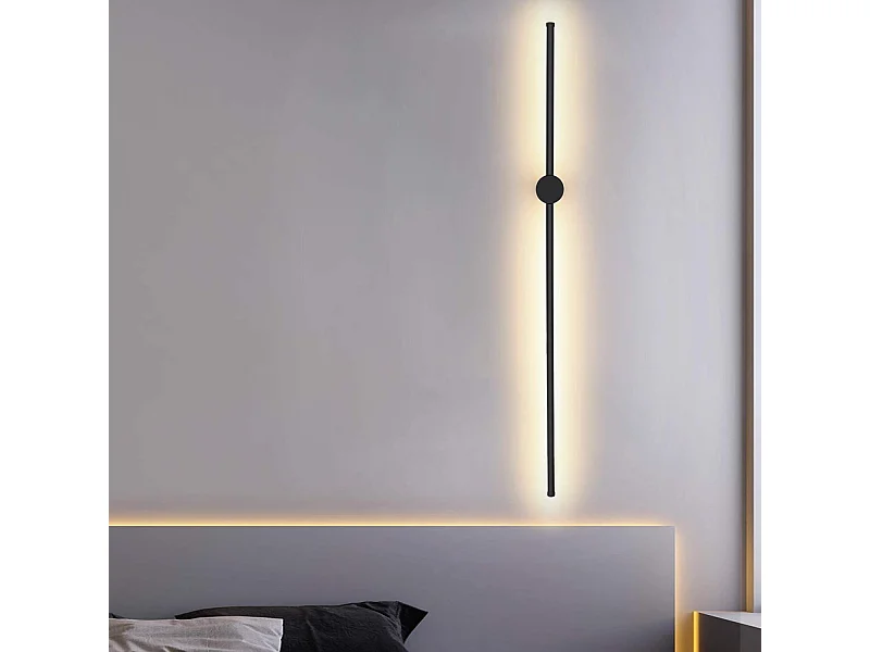 NETTLIFE Aplique LED para Interiores - 100 CM Negro 8 W Lámpara Giratoria Minimalista para Sala de Estar Lámpara de Noche Blanco cálido 3000 K