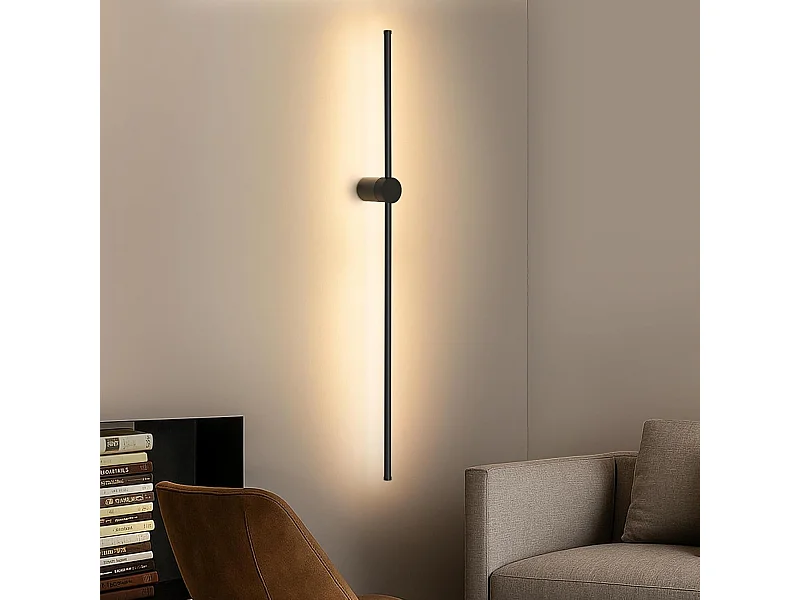 NETTLIFE Aplique LED para Interiores - 100 CM Negro 8 W Lámpara Giratoria Minimalista para Sala de Estar Lámpara de Noche Blanco cálido 3000 K