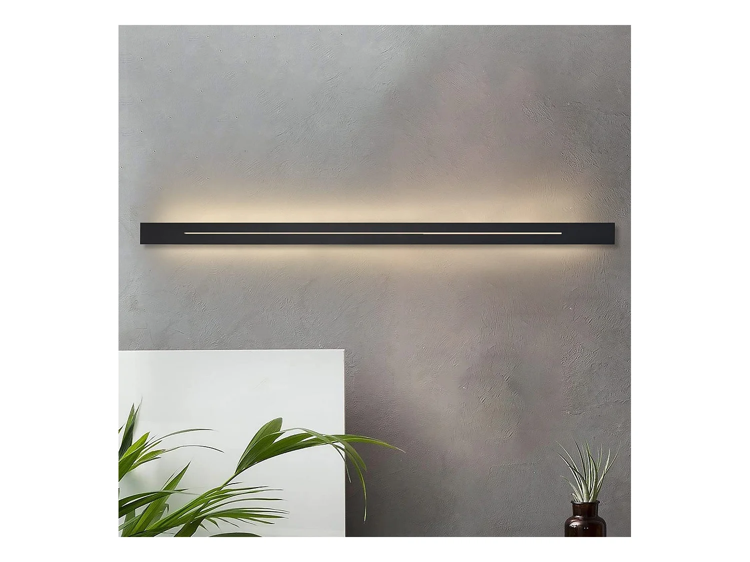 NETTLIFE Applique murale d'intérieur LED - Chambre moderne 100 cm lampe de couloir blanc chaud 31 W lampe d'escalier noire éclairage mural