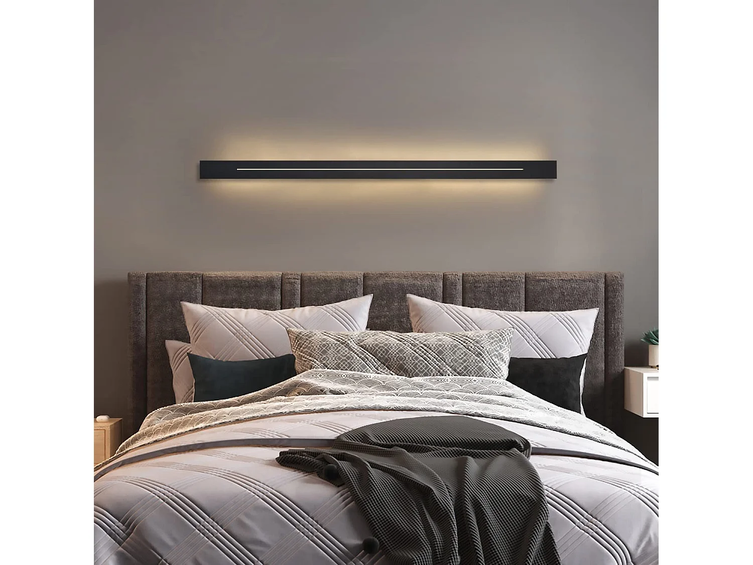 NETTLIFE Wandverwarming voor binnen LED - moderne kamer, 100 cm, warme witte ganglamp, 31 W, zwarte trap lamp, muurverlichting.