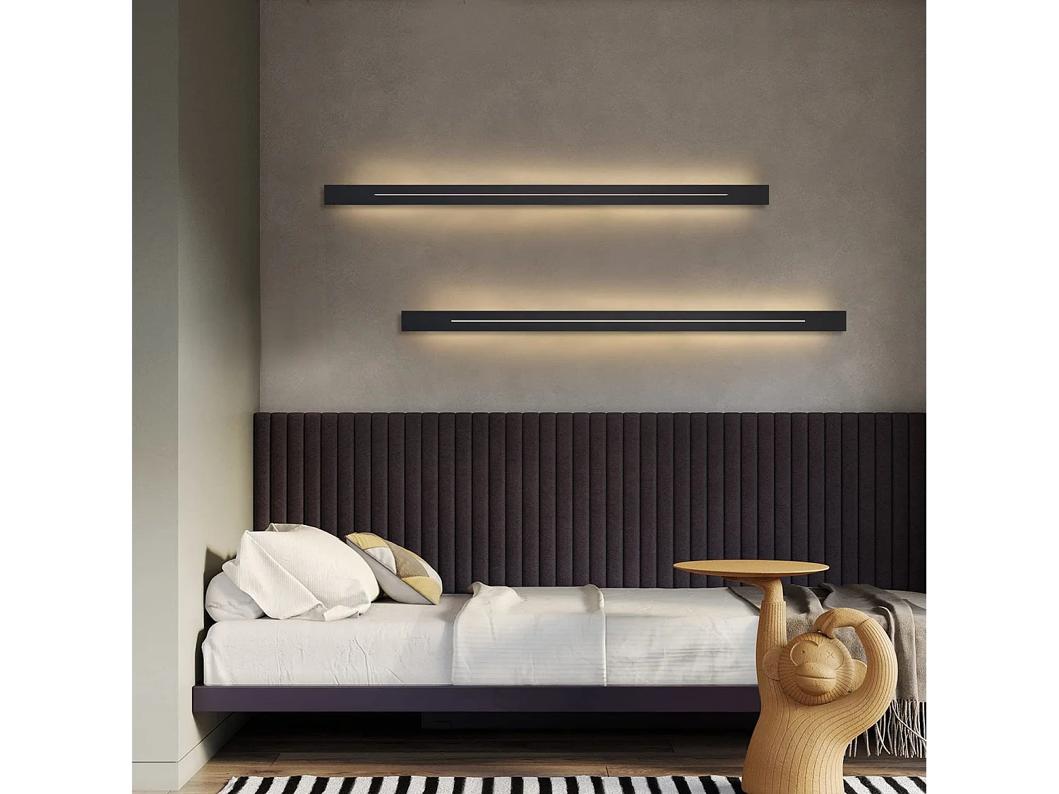 NETTLIFE Wandverwarming voor binnen LED - moderne kamer, 100 cm, warme witte ganglamp, 31 W, zwarte trap lamp, muurverlichting.