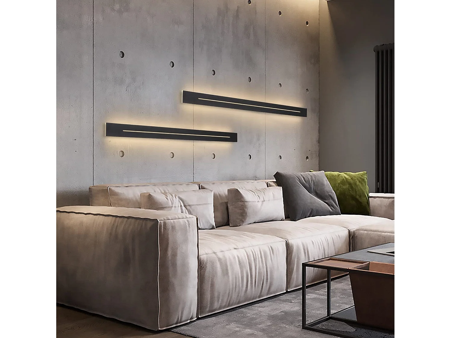 NETTLIFE Applique murale d'intérieur LED - Chambre moderne 100 cm lampe de couloir blanc chaud 31 W lampe d'escalier noire éclairage mural