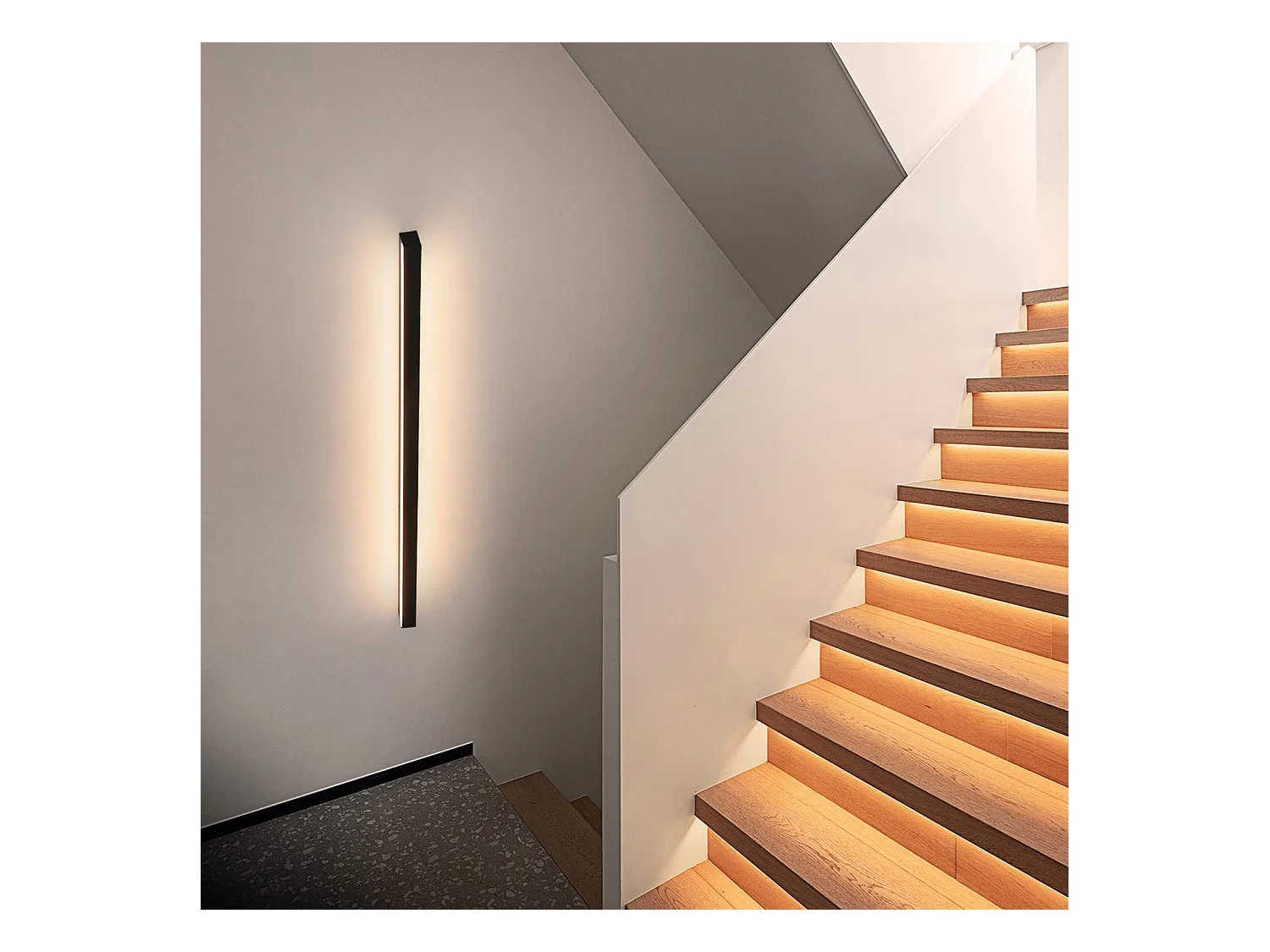 NETTLIFE Applique murale led intérieur - Moderne 100CM 34W couloir blanc chaud lampe de couloir lampe de salon lampe de lit noire éclairage mural