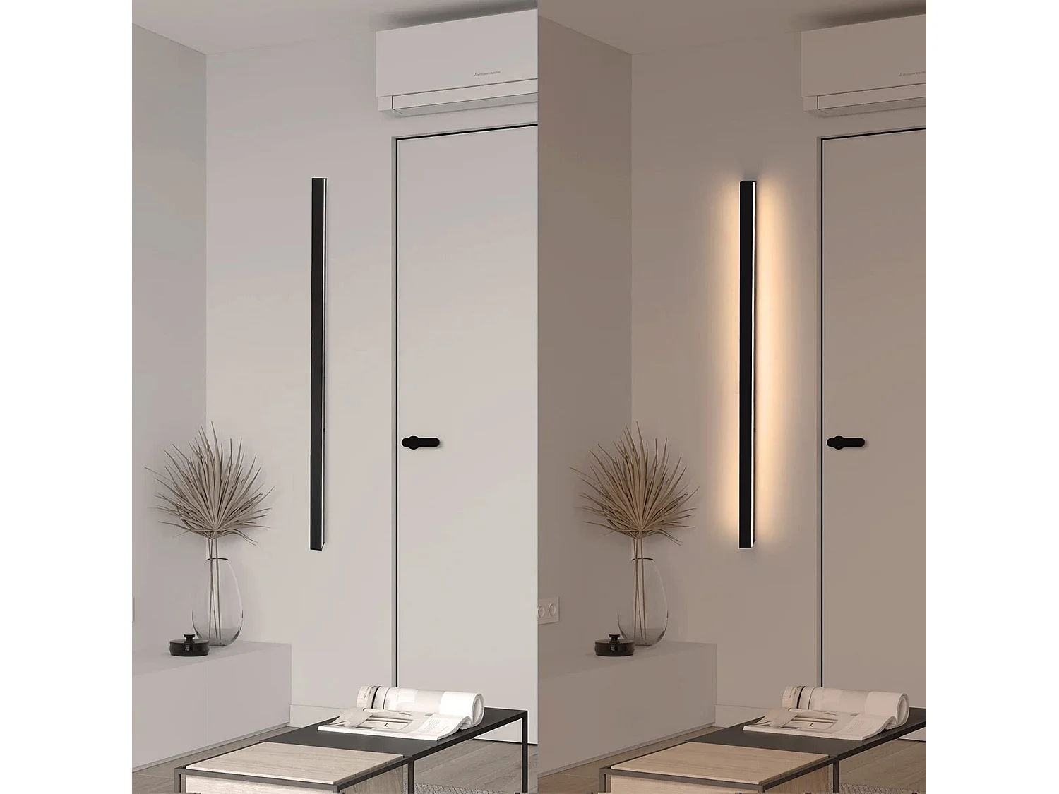 NETTLIFE Applique murale led intérieur - Moderne 100CM 34W couloir blanc chaud lampe de couloir lampe de salon lampe de lit noire éclairage mural