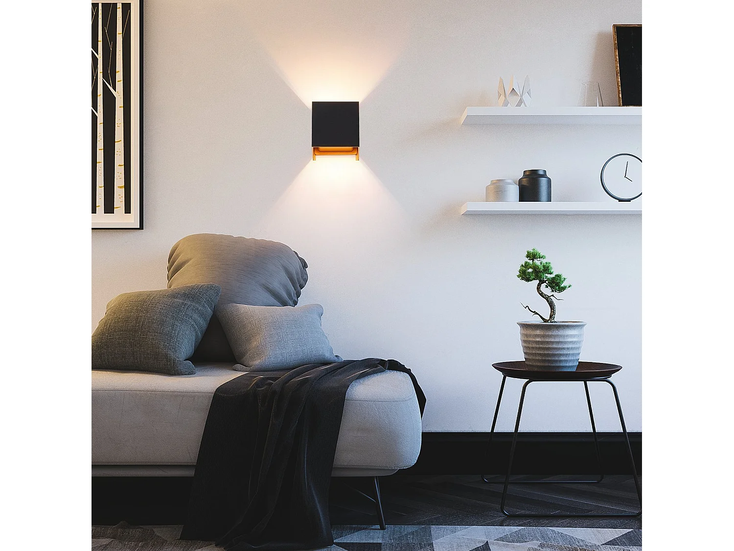 Applique LED 3w -g9 Lampe Murale Noire Et Dorée Étanche Double Faisceau Réglable Ip65 230v 3000k