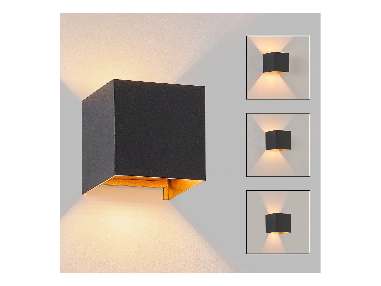 NETTLIFE Applique LED 3W -G9 Lampe Murale Extérieur/Intérieure Noire et Dorée，étanche double faisceau réglable IP65 230V 3000K