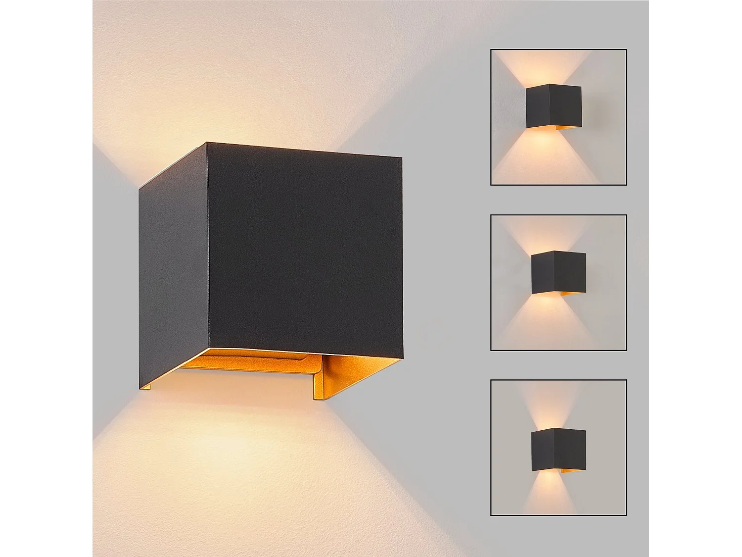 NETTLIFE Applique LED 3W -G9 Lampe Murale Extérieur/Intérieure Noire et Dorée，étanche double faisceau réglable IP65 230V 3000K