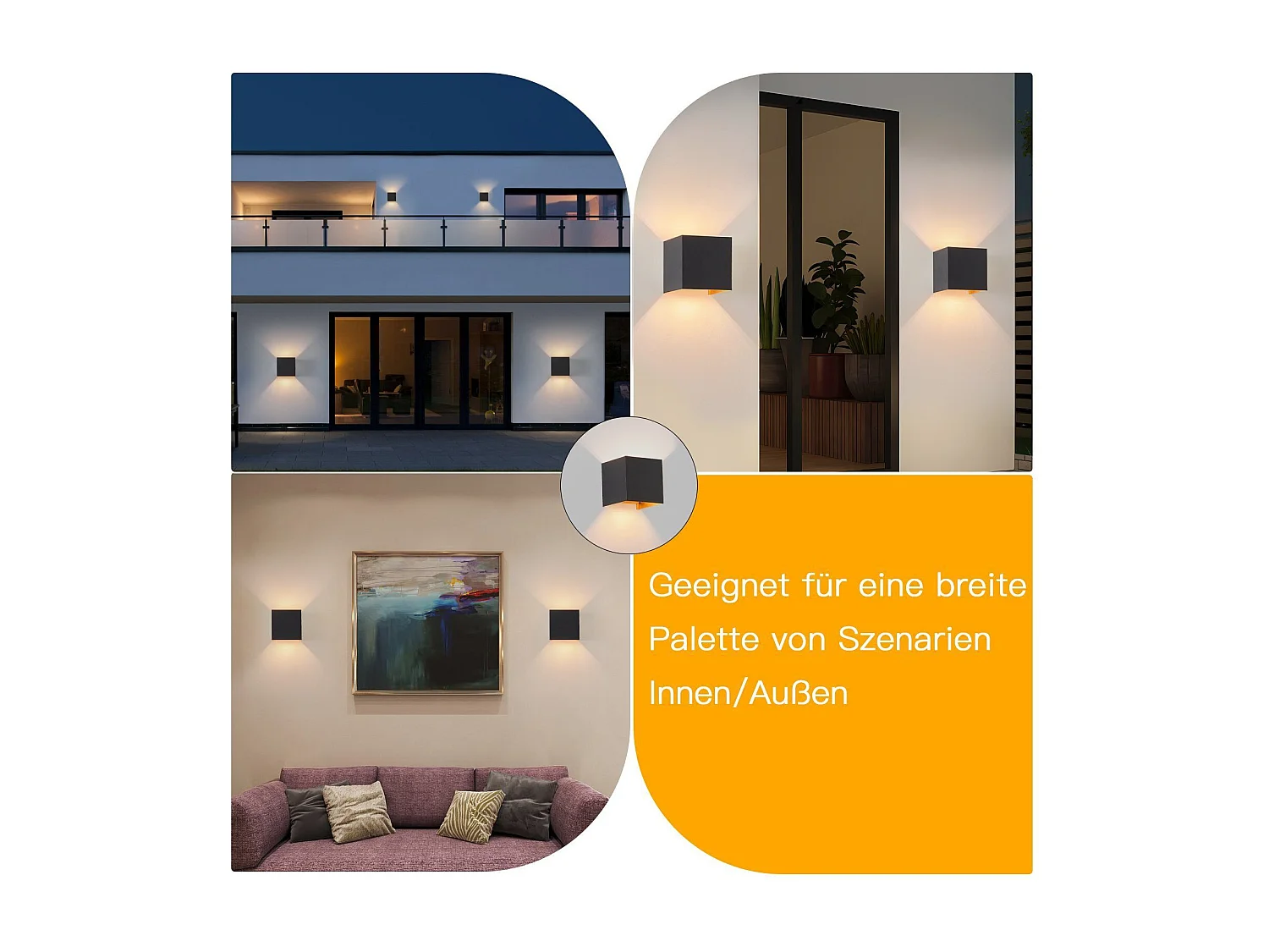 NETTLIFE LED 3W -G9 Wandlampen voor Binnen en Buiten, zwart en gouden, dubbele waterdichte verstelbare stralen IP65, 230V, 3000K.