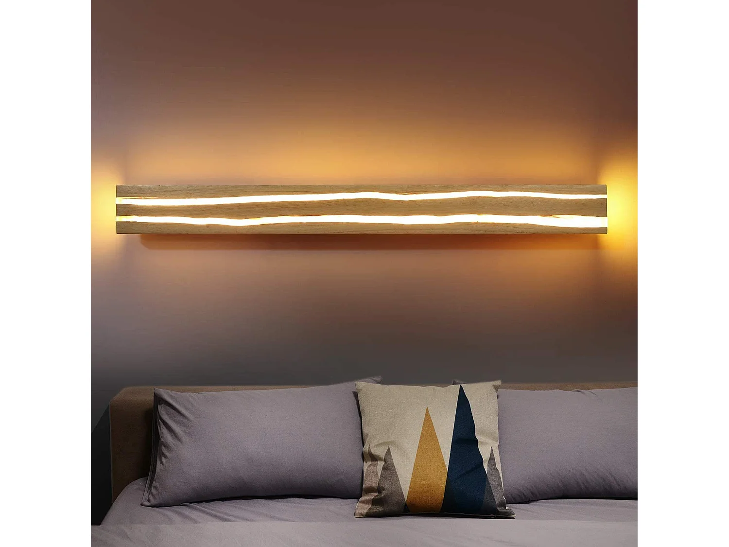 NETTLIFE Lámpara de pared LED Luz de pared de madera - Lámpara de pasillo interior de 16 W Lámpara de escalera moderna blanca cálida de 100 cm