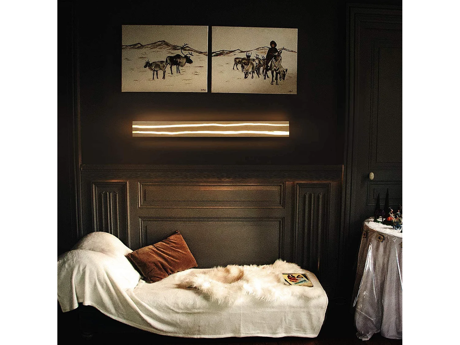 NETTLIFE Wandlamp LED, Wandplaklamp van hout - 16W Ganglamp voor binnen, 100CM, WARM WIT, moderne traplamp.