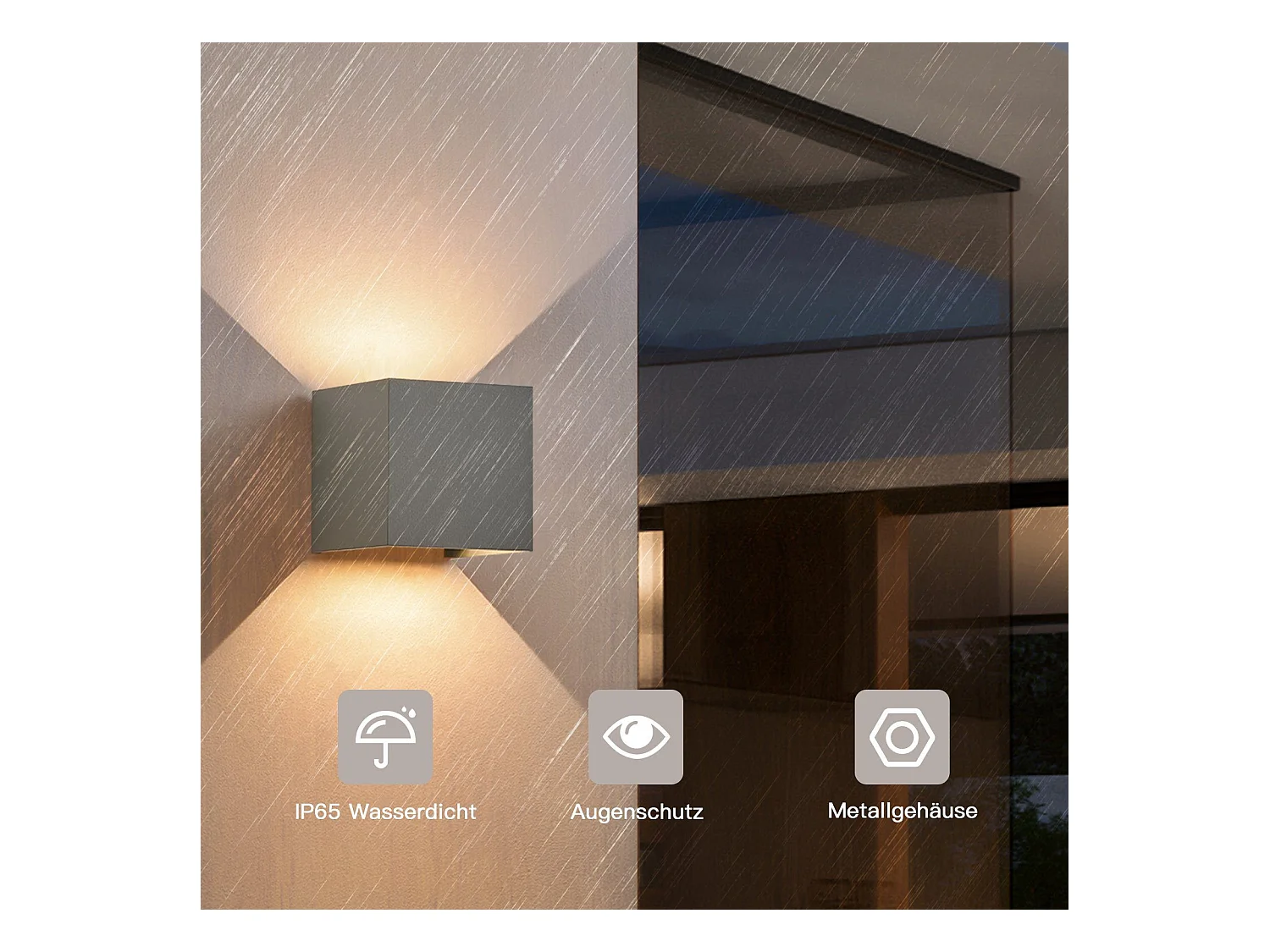 NETTLIFE Applique LED 5W -Lampe Murale Extérieur/Intérieure  gris,double faisceau réglable étanche IP65 230V 3000K